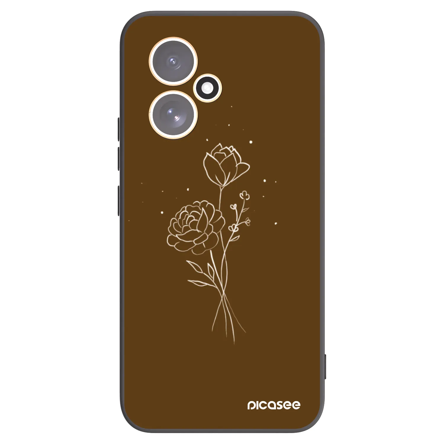 Picasee crna silikonska maskica za Honor 400 5G - Brown flowers