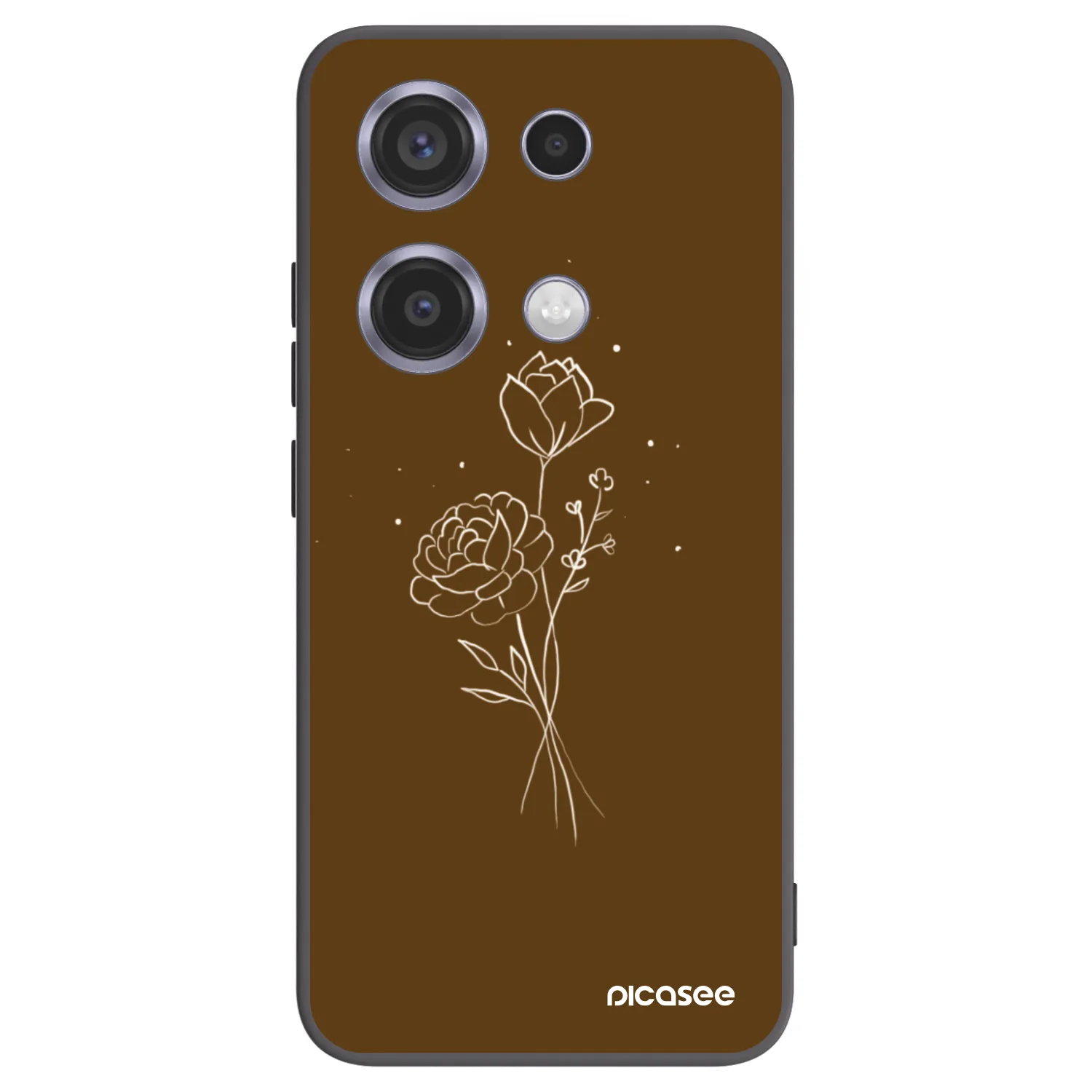 Picasee crna silikonska maskica za Xiaomi Redmi Note 14S - Brown flowers