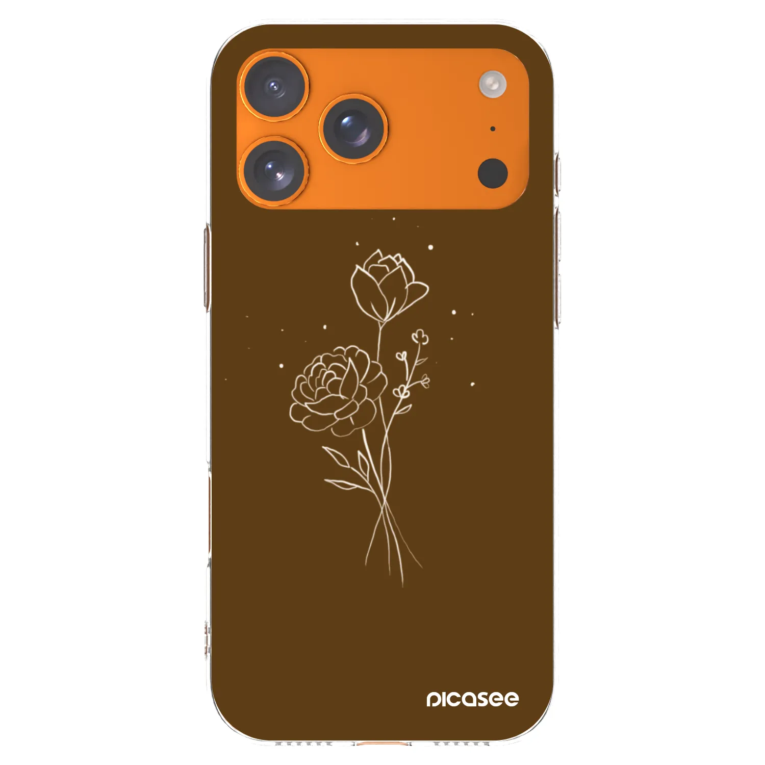 Picasee silikonska prozirna maskica za Apple iPhone 17 Pro Max - Brown flowers