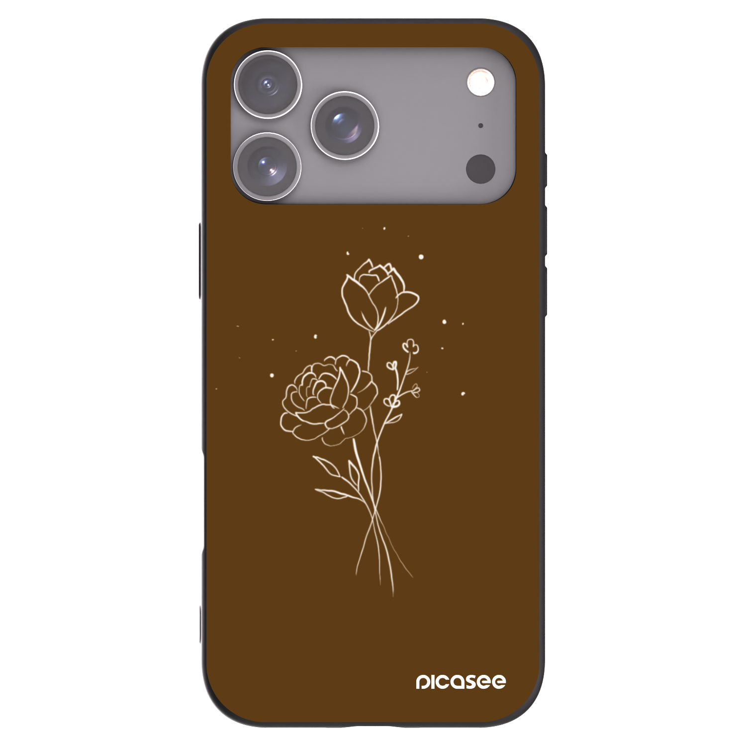 Picasee crna silikonska maskica za Apple iPhone 17 Pro Max - Brown flowers