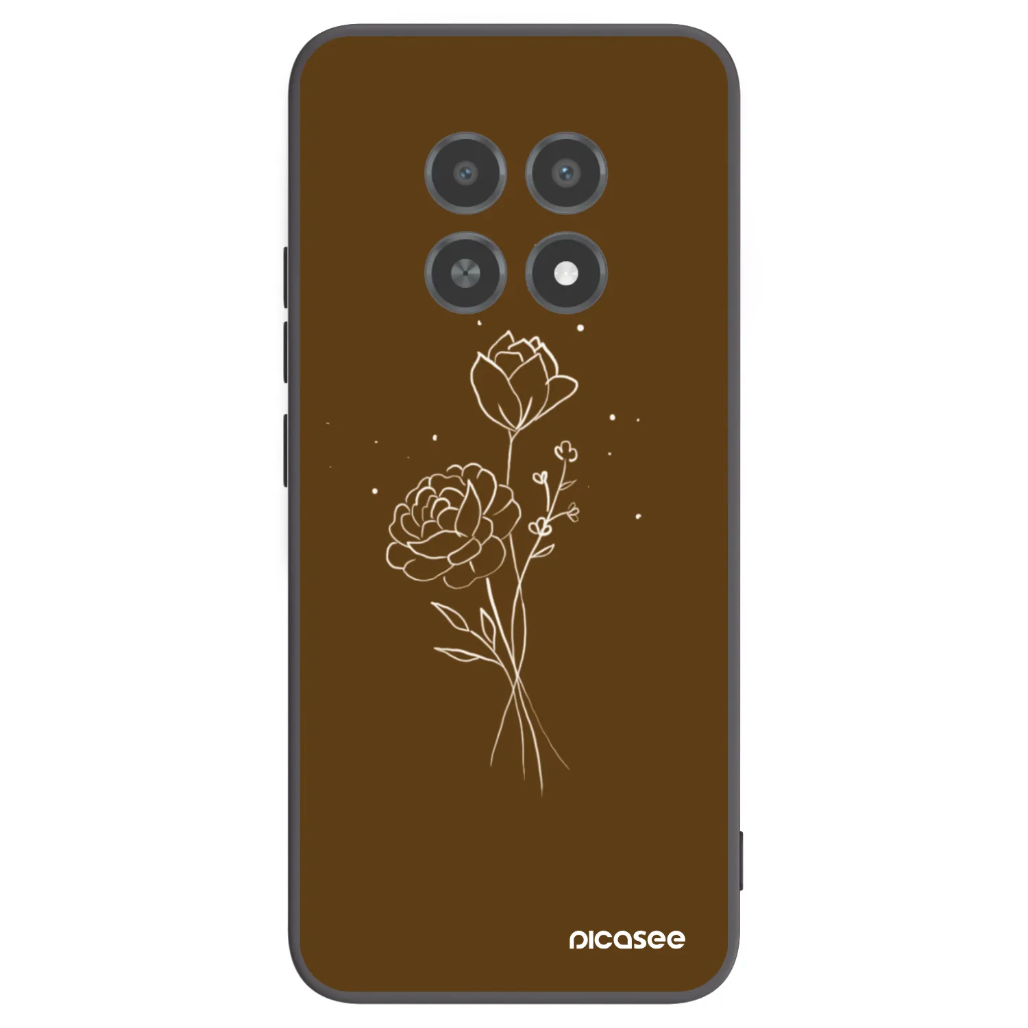 Picasee crna silikonska maskica za Realme 12X - Brown flowers