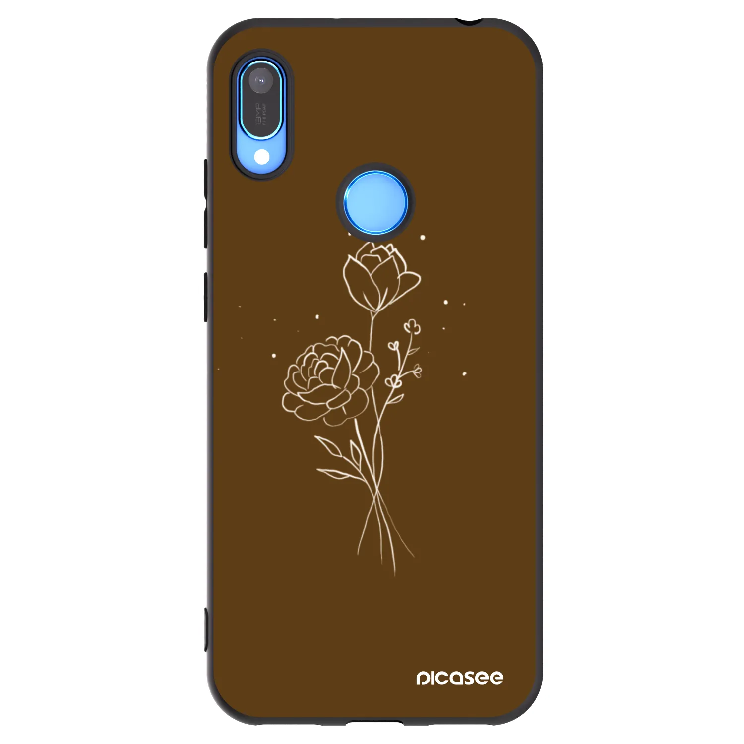 Picasee crna silikonska maskica za Huawei Y6 2019 - Brown flowers