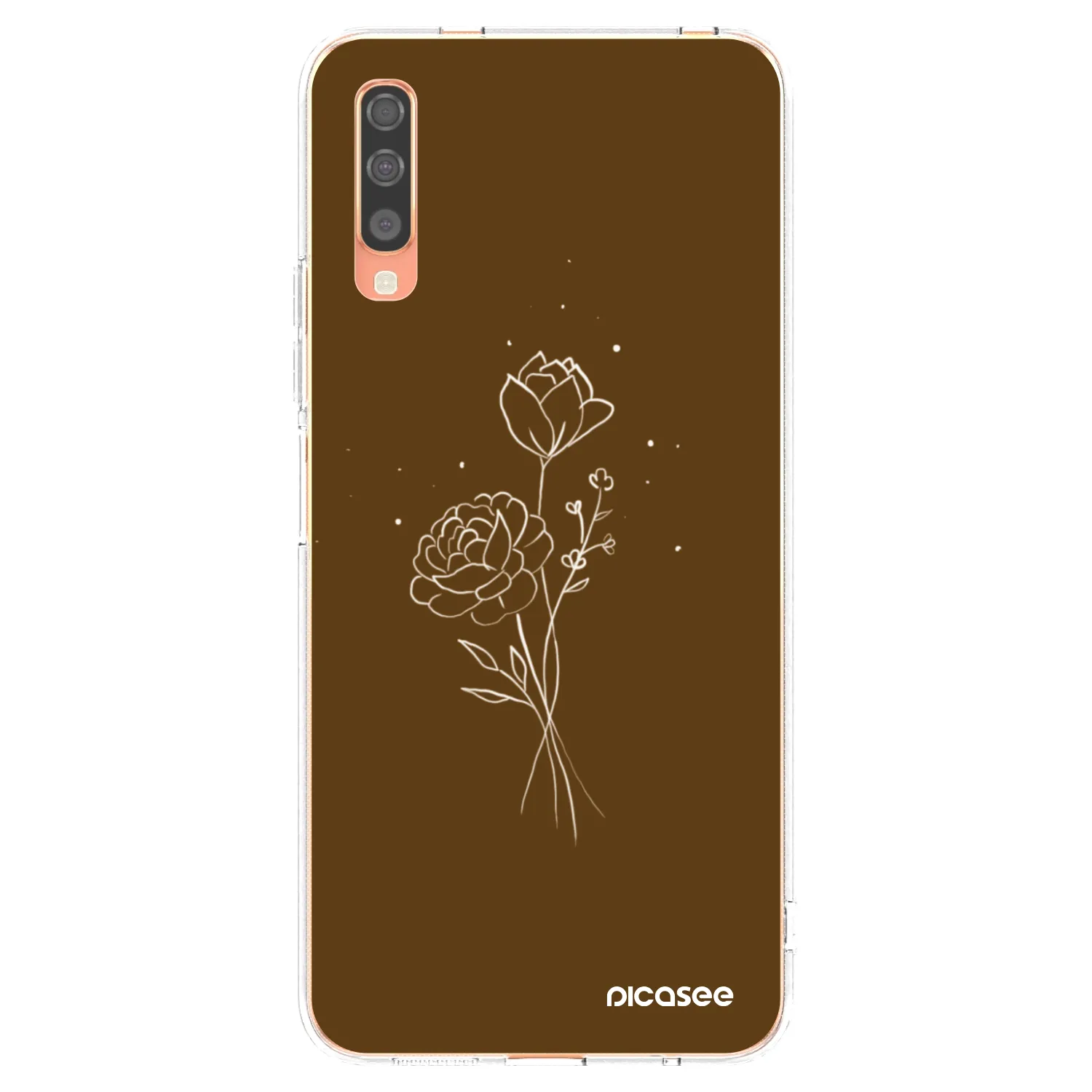 Picasee silikonska prozirna maskica za Samsung Galaxy A70 A705F - Brown flowers