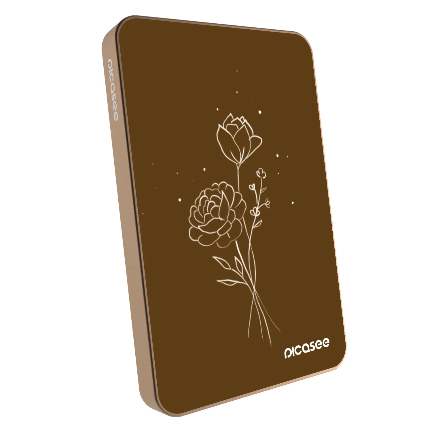 Picasee Prijenosni punjač s MagSafe 5 000 mAh Zlatni - Brown flowers