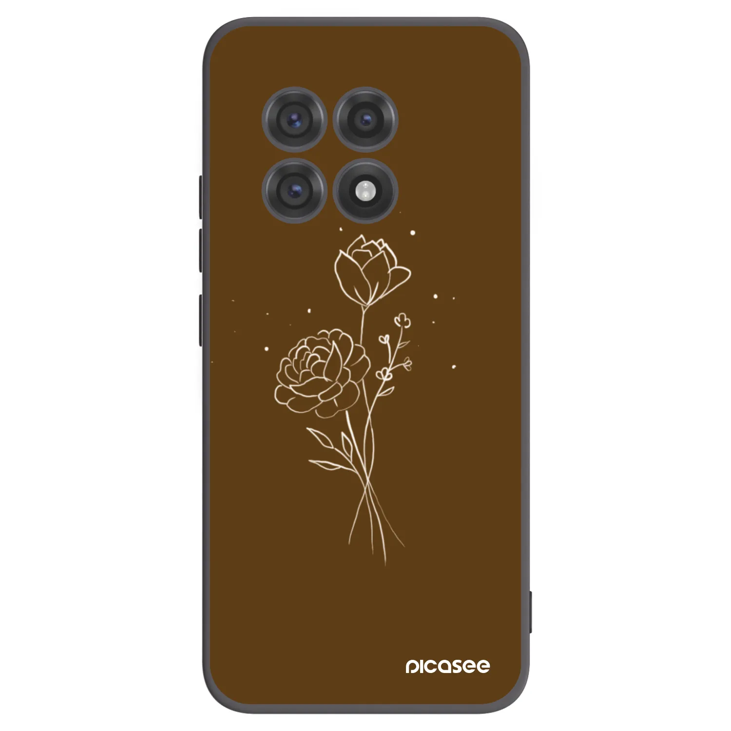Picasee crna silikonska maskica za OnePlus 13R 5G - Brown flowers