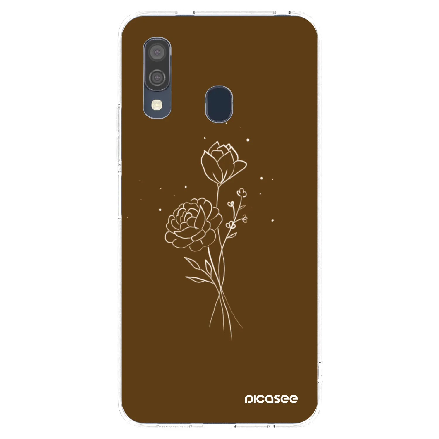 Picasee silikonska prozirna maskica za Samsung Galaxy A40 A405F - Brown flowers