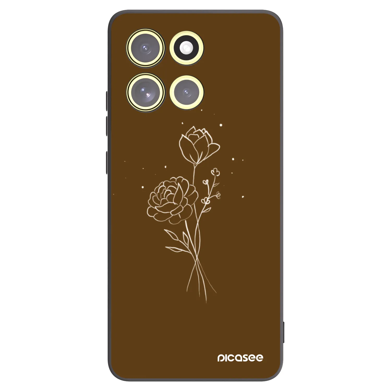 Picasee crna silikonska maskica za Motorola Moto G86 5G - Brown flowers