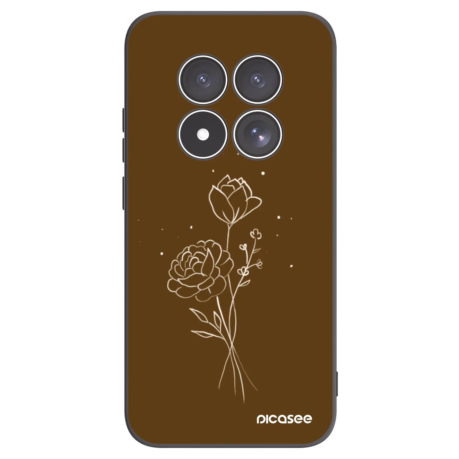 Picasee crna silikonska maskica za Xiaomi Redmi Note 15 Pro 4G - Brown flowers