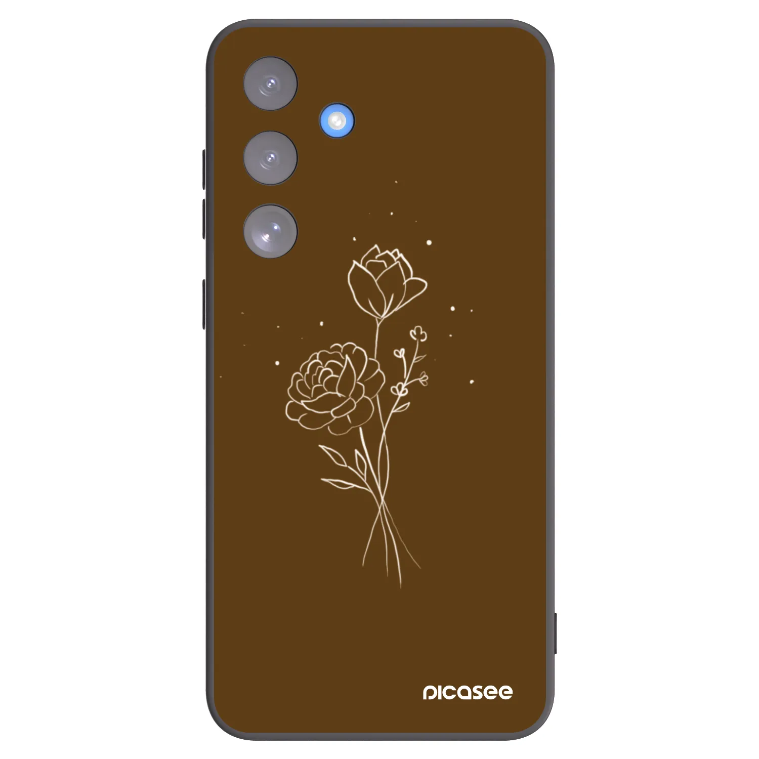 Picasee crna silikonska maskica za Samsung Galaxy S25 FE 5G - Brown flowers