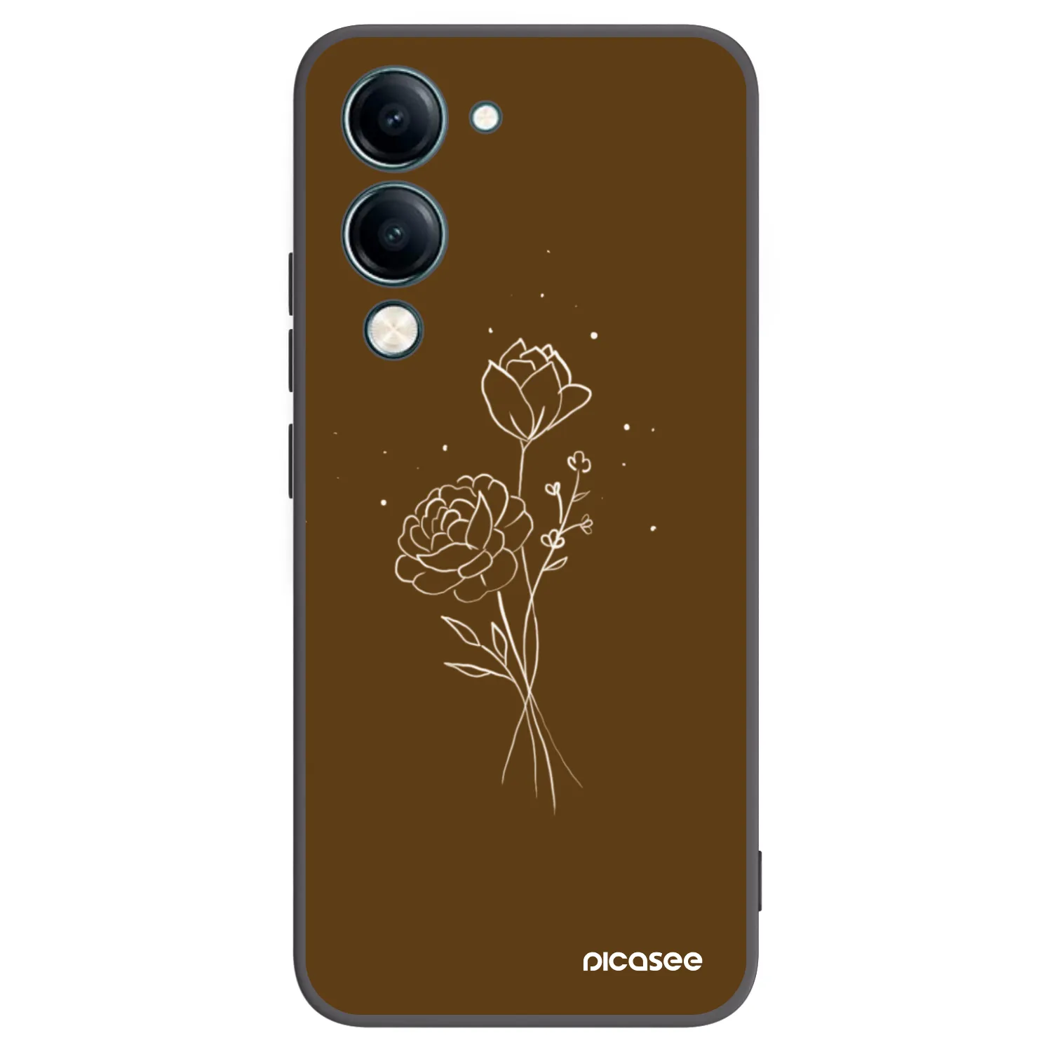 Picasee crna silikonska maskica za Vivo Y29s 5G - Brown flowers