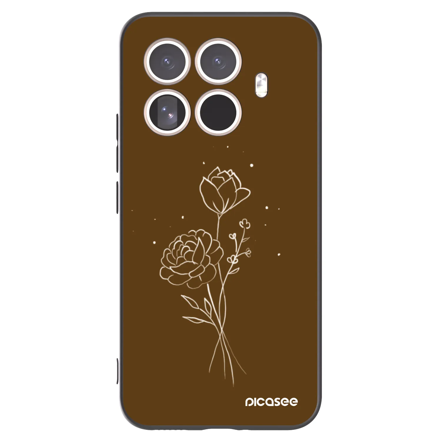Picasee crna silikonska maskica za Xiaomi 15T Pro - Brown flowers