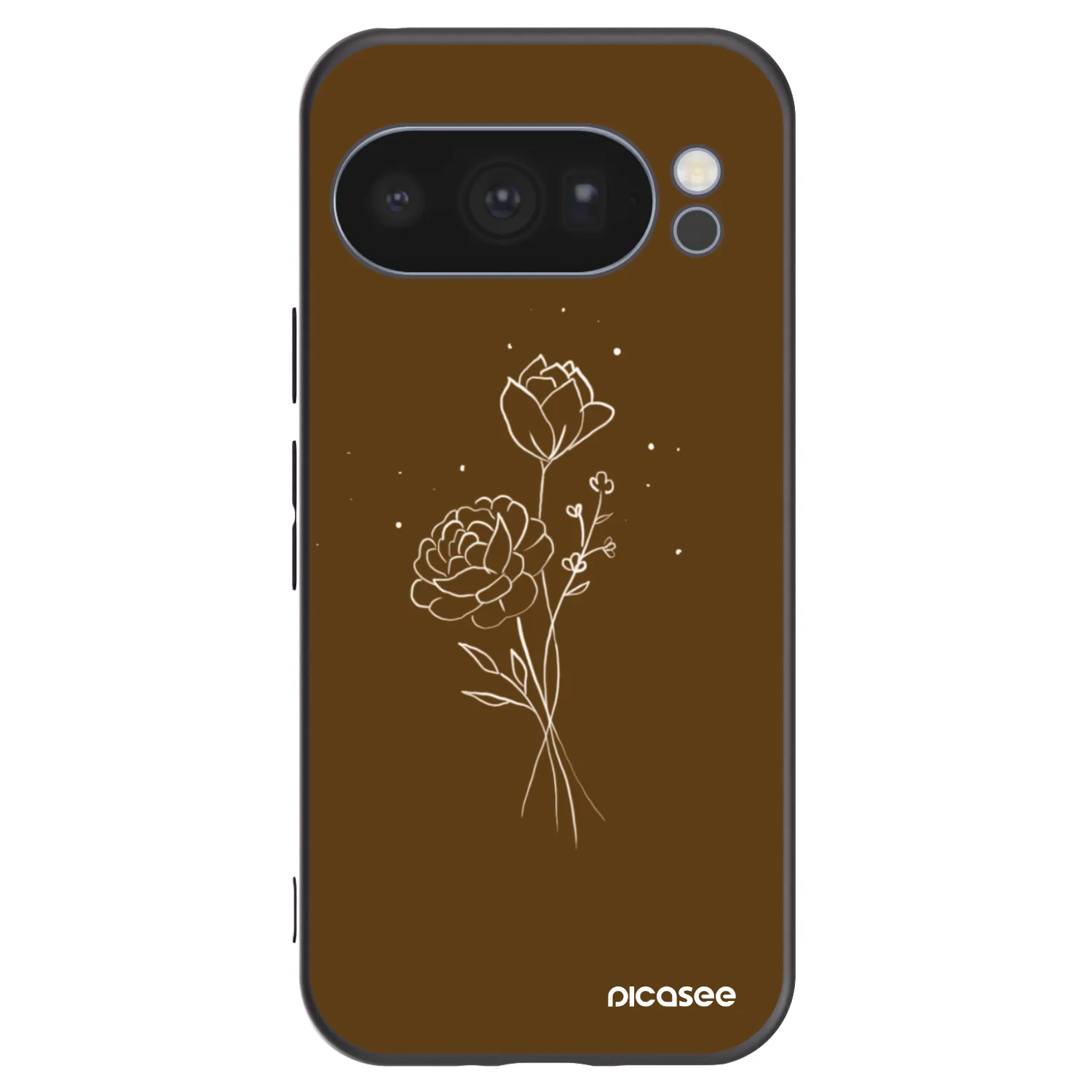 Picasee crna silikonska maskica za Google Pixel 10 Pro - Brown flowers
