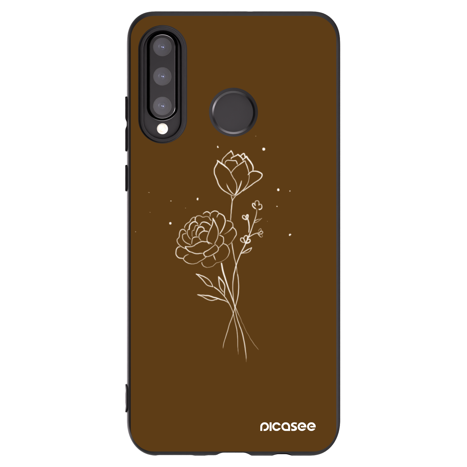 Picasee crna silikonska maskica za Huawei P30 Lite - Brown flowers