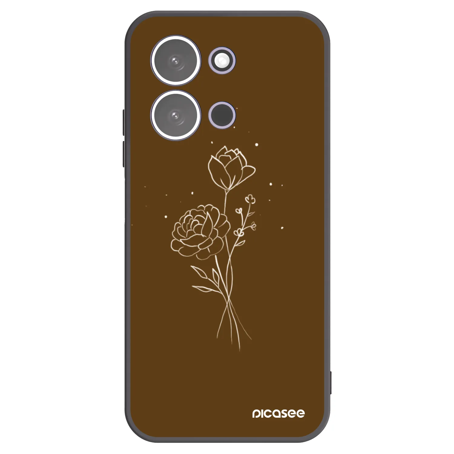 Picasee crna silikonska maskica za Xiaomi Redmi 15C 5G - Brown flowers