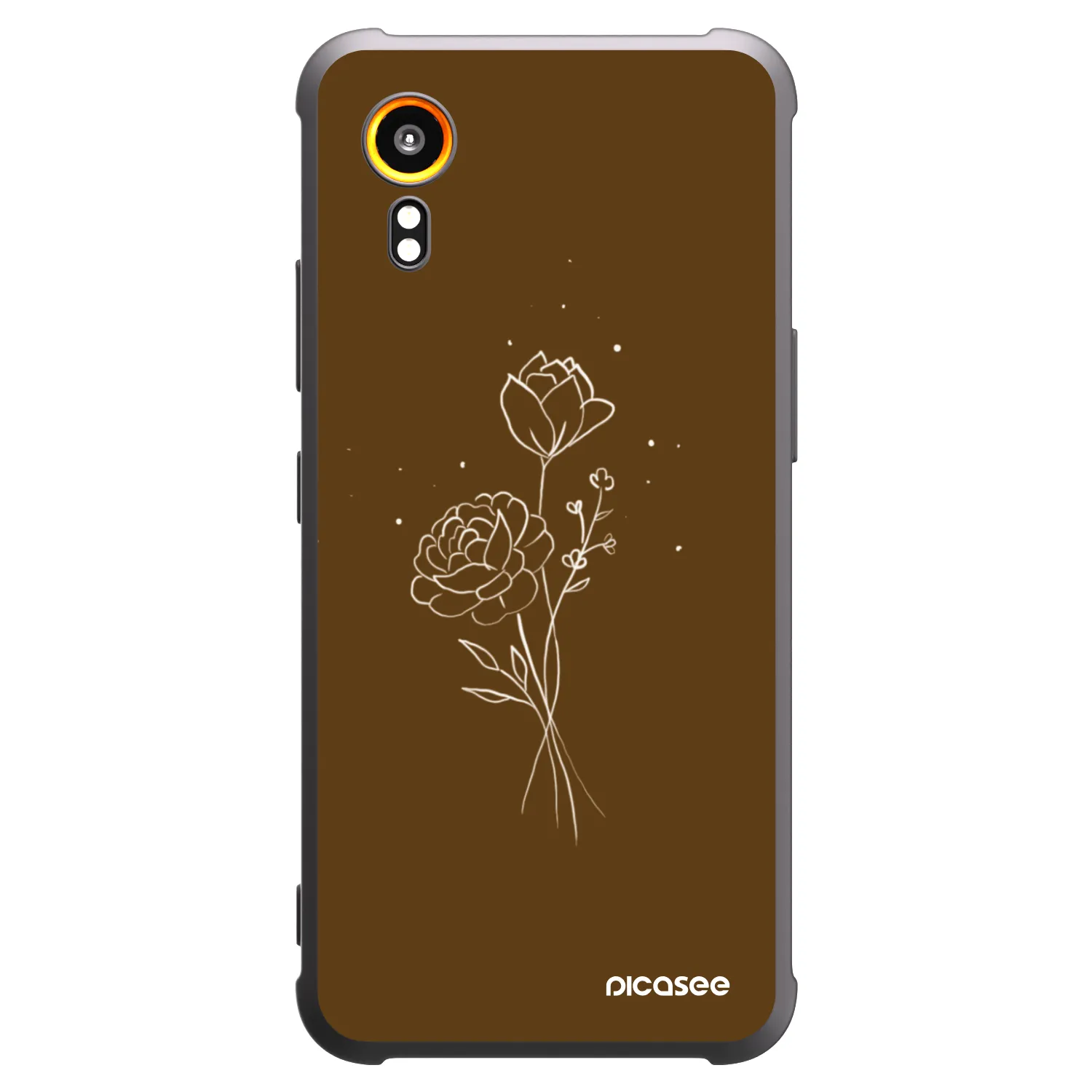 Picasee crna silikonska maskica za Samsung Galaxy Xcover 7 - Brown flowers