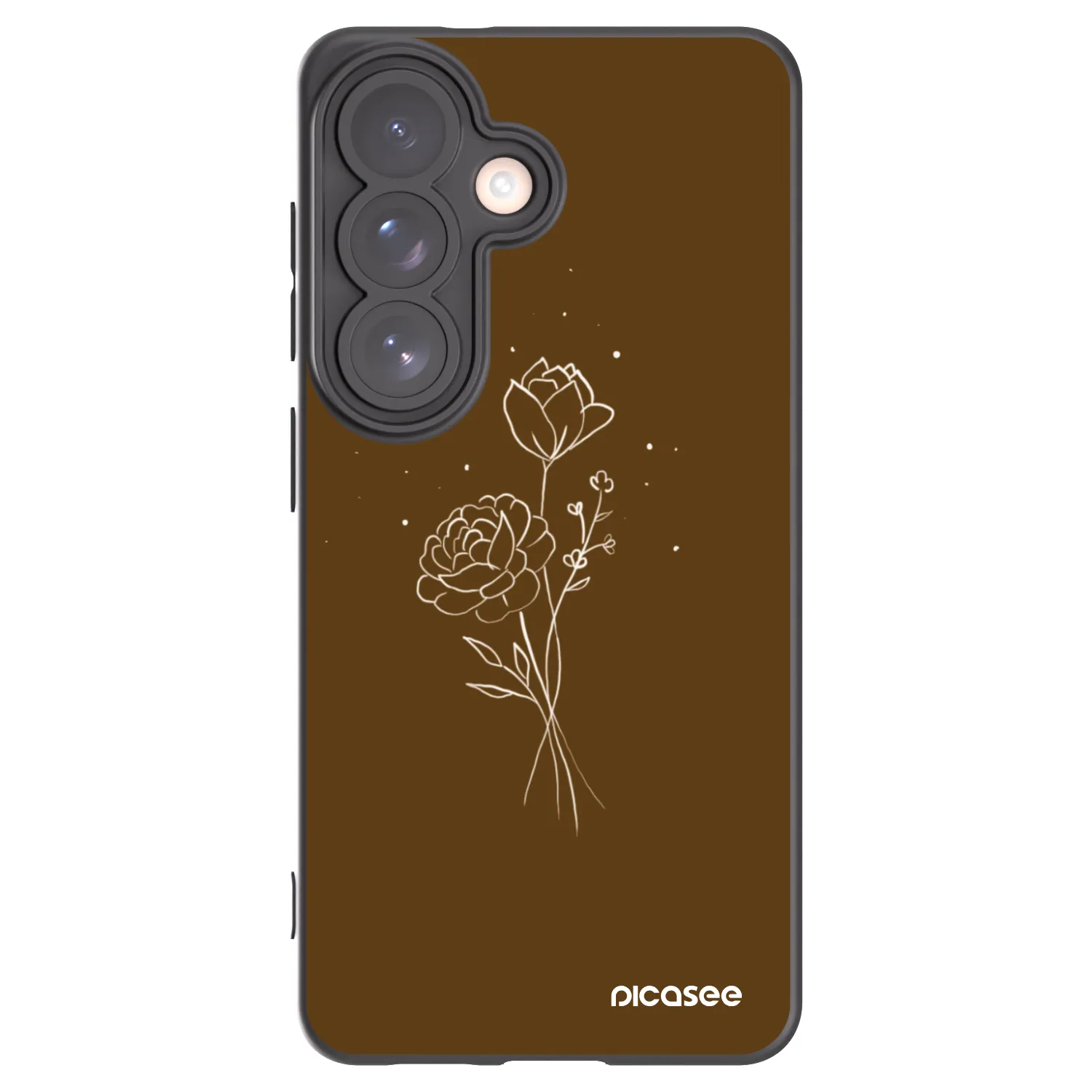 Picasee crna silikonska maskica za Samsung Galaxy S26 - Brown flowers