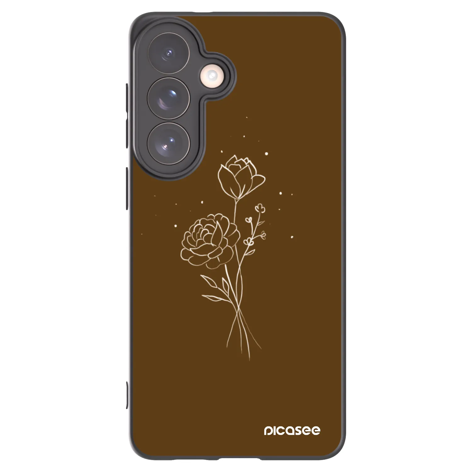Picasee crna silikonska maskica za Samsung Galaxy S26+ - Brown flowers