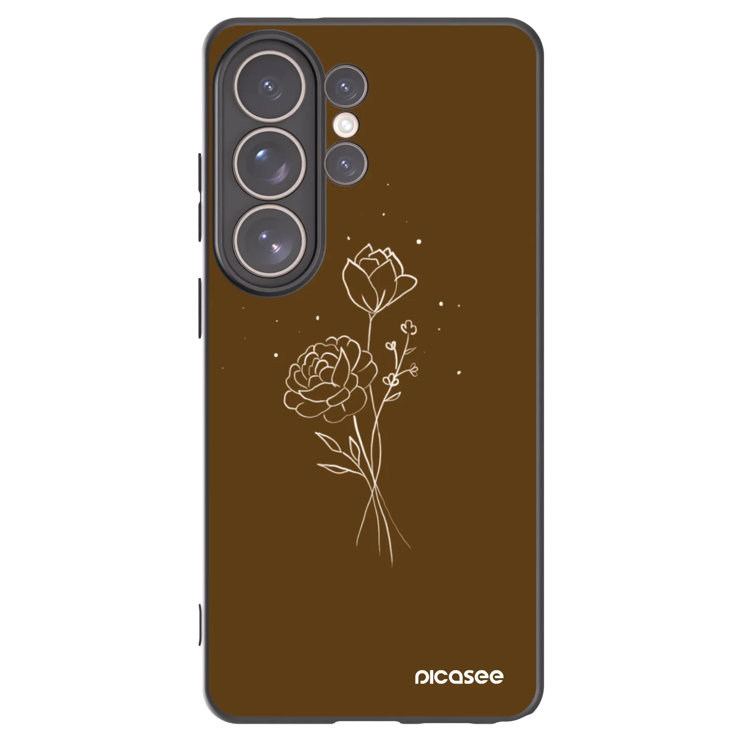 Picasee crna silikonska maskica za Samsung Galaxy S26 Ultra - Brown flowers
