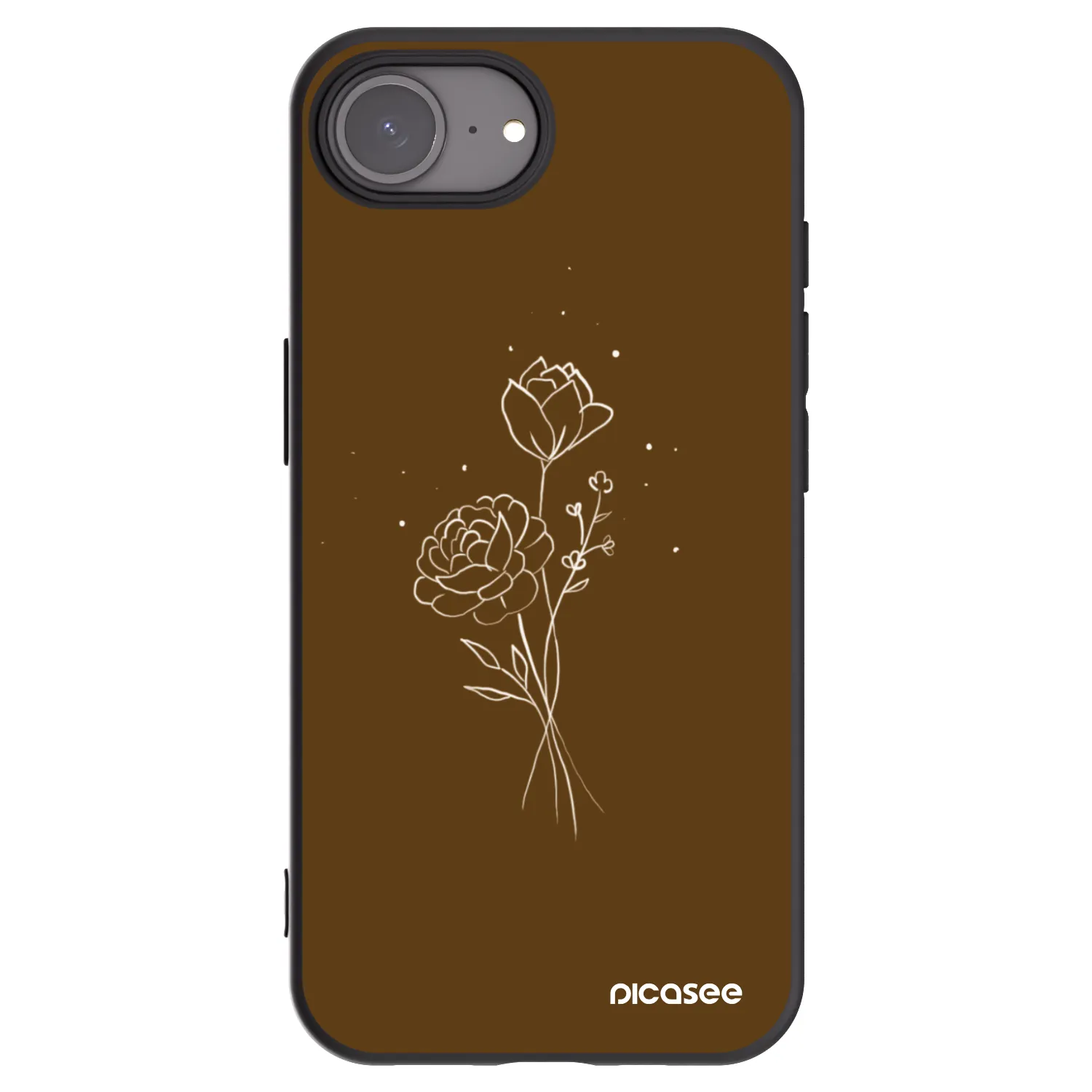 Picasee crna silikonska maskica za Apple iPhone 17e - Brown flowers