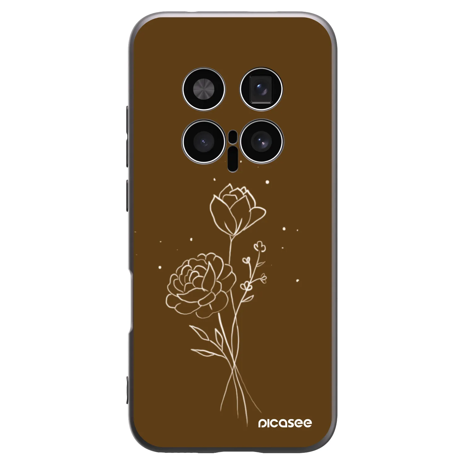 Picasee crna silikonska maskica za Honor Magic8 Pro 5G - Brown flowers