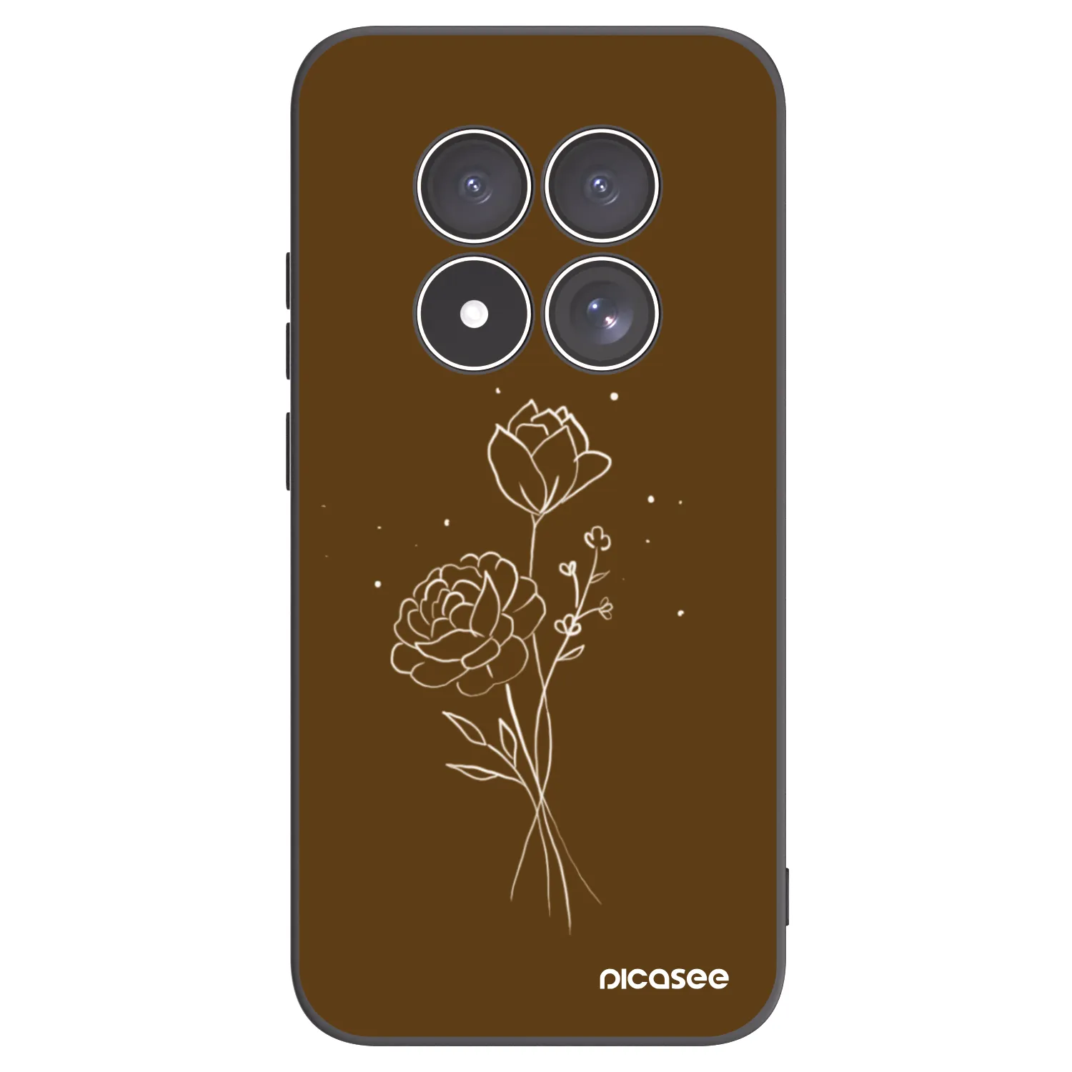 Picasee crna silikonska maskica za Xiaomi Redmi Note 15 Pro 5G - Brown flowers