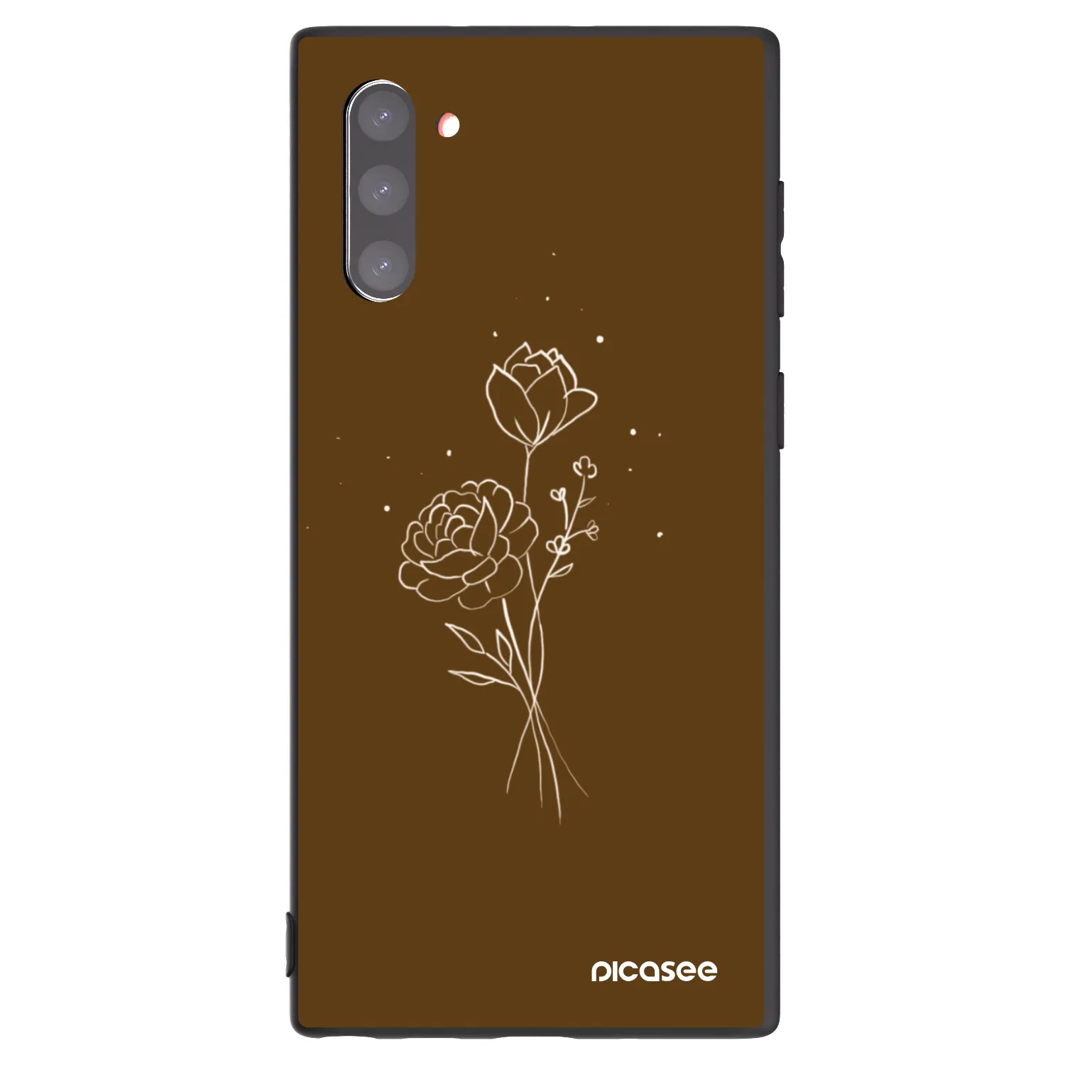 Picasee crna silikonska maskica za Samsung Galaxy Note 10 N970F - Brown flowers