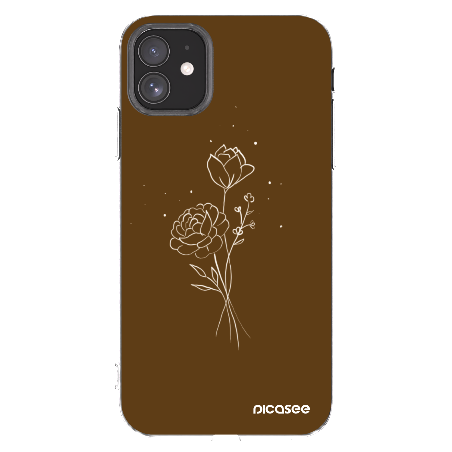 Picasee silikonska prozirna maskica za Apple iPhone 11 - Brown flowers