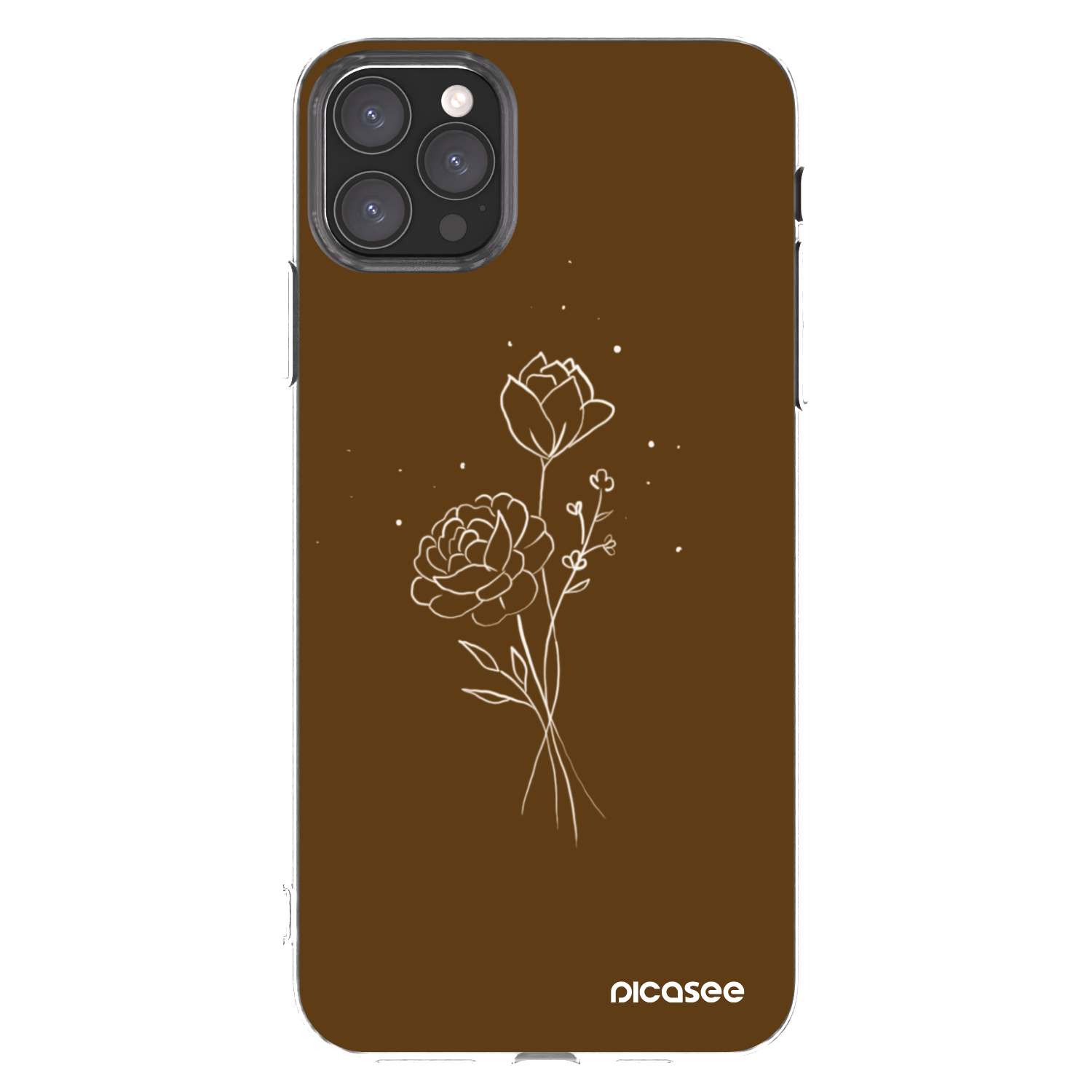 Picasee silikonska prozirna maskica za Apple iPhone 11 Pro Max - Brown flowers