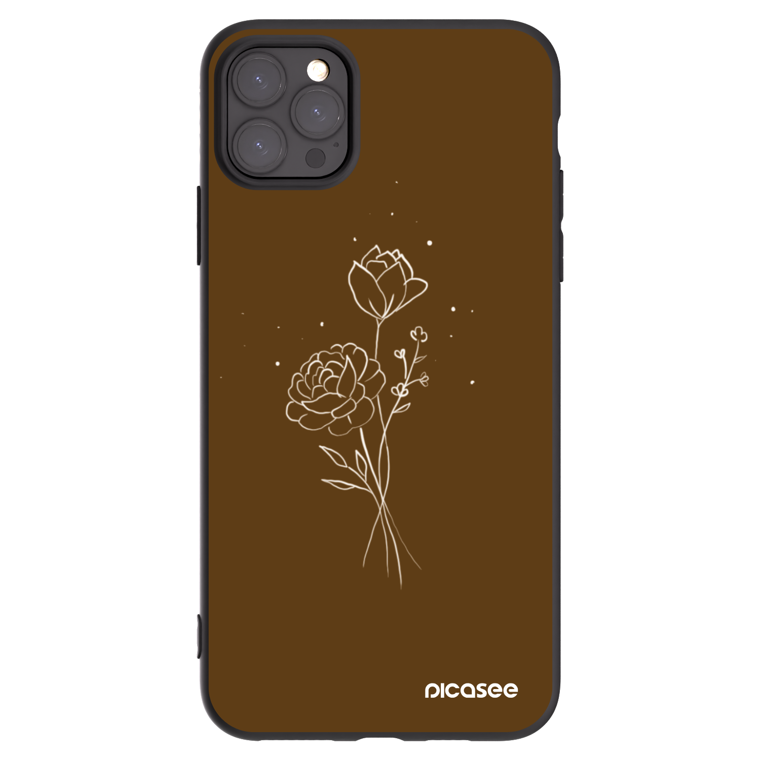 Picasee crna silikonska maskica za Apple iPhone 11 Pro Max - Brown flowers