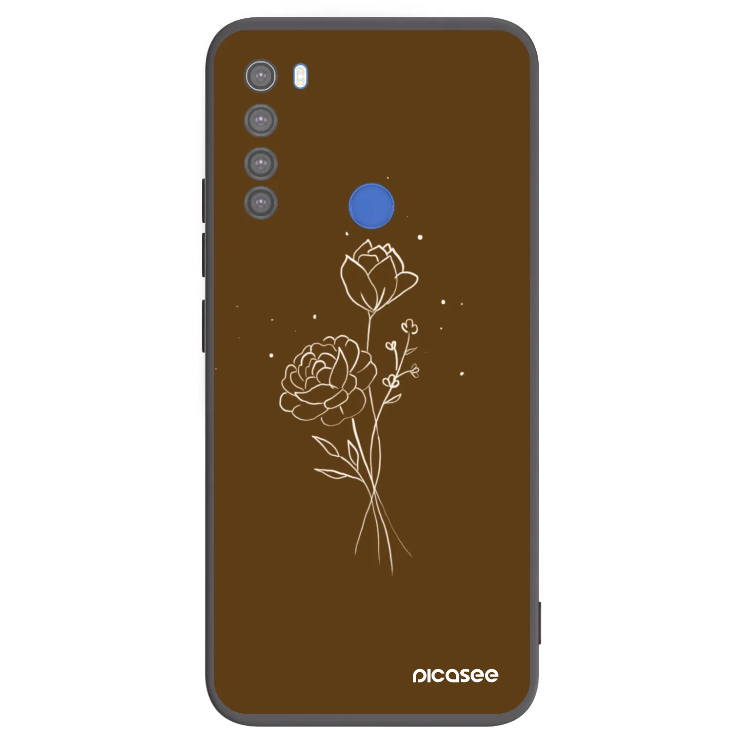 Picasee crna silikonska maskica za Xiaomi Redmi Note 8T - Brown flowers