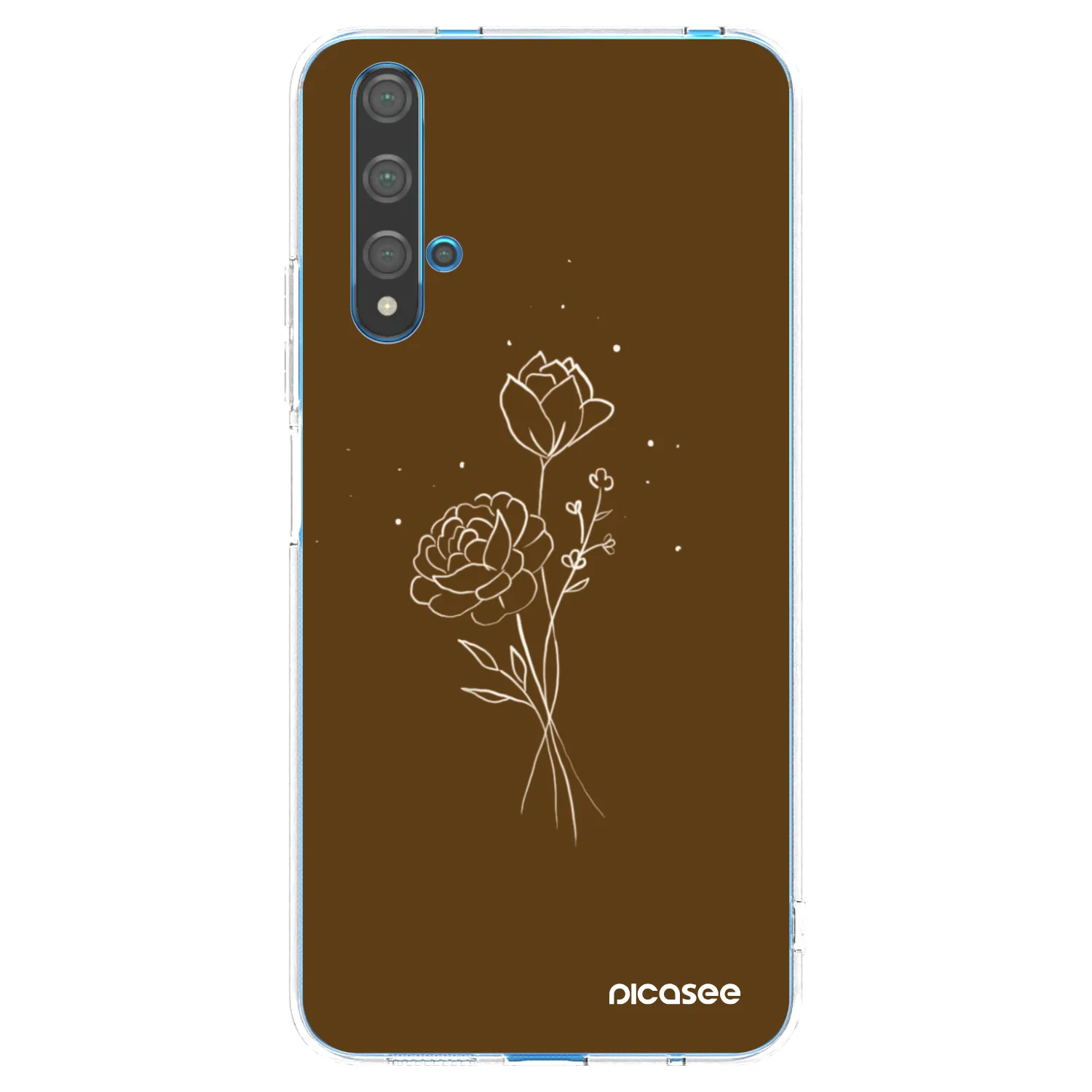 Picasee silikonska prozirna maskica za Huawei Nova 5T - Brown flowers