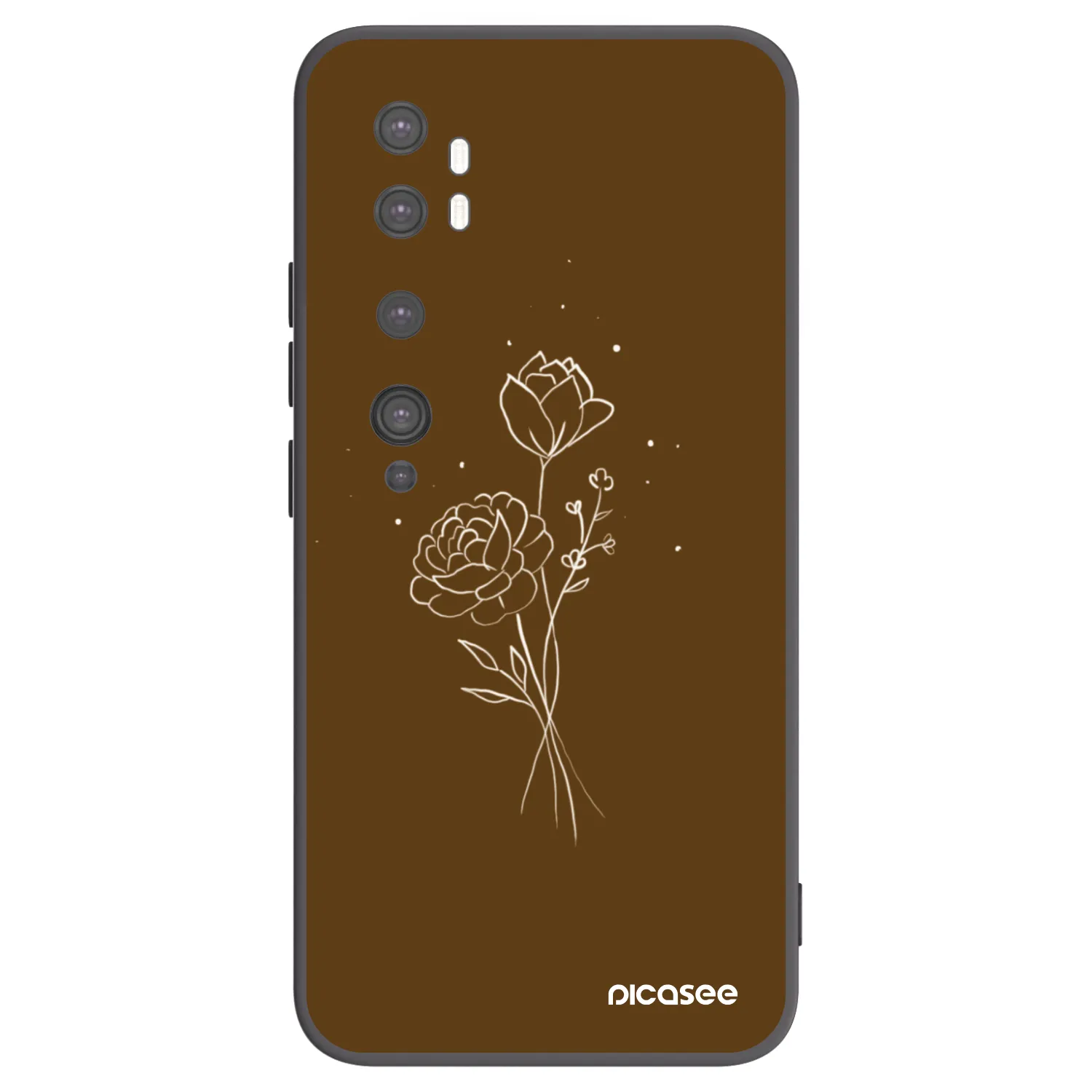 Picasee crna silikonska maskica za Xiaomi Mi Note 10 (Pro) - Brown flowers