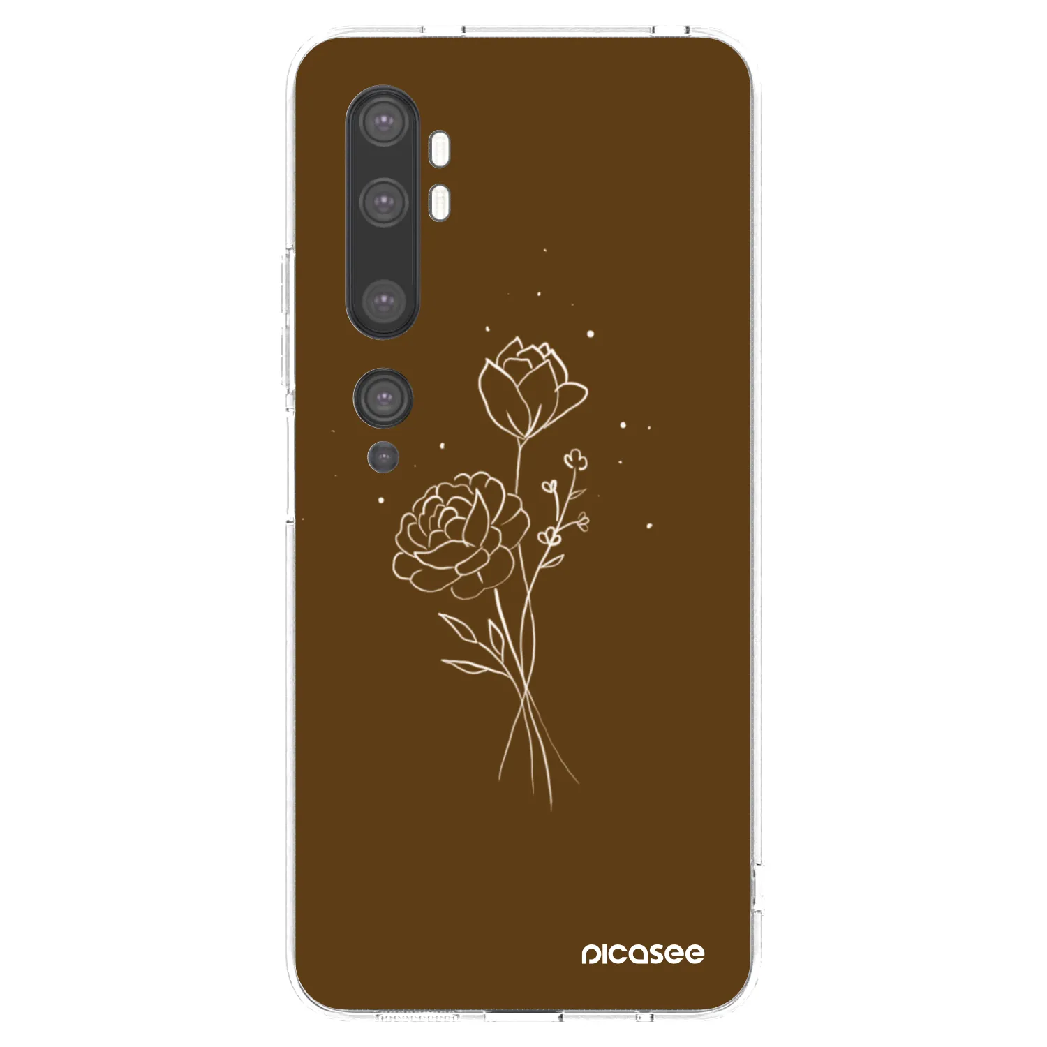 Picasee silikonska prozirna maskica za Xiaomi Mi Note 10 (Pro) - Brown flowers