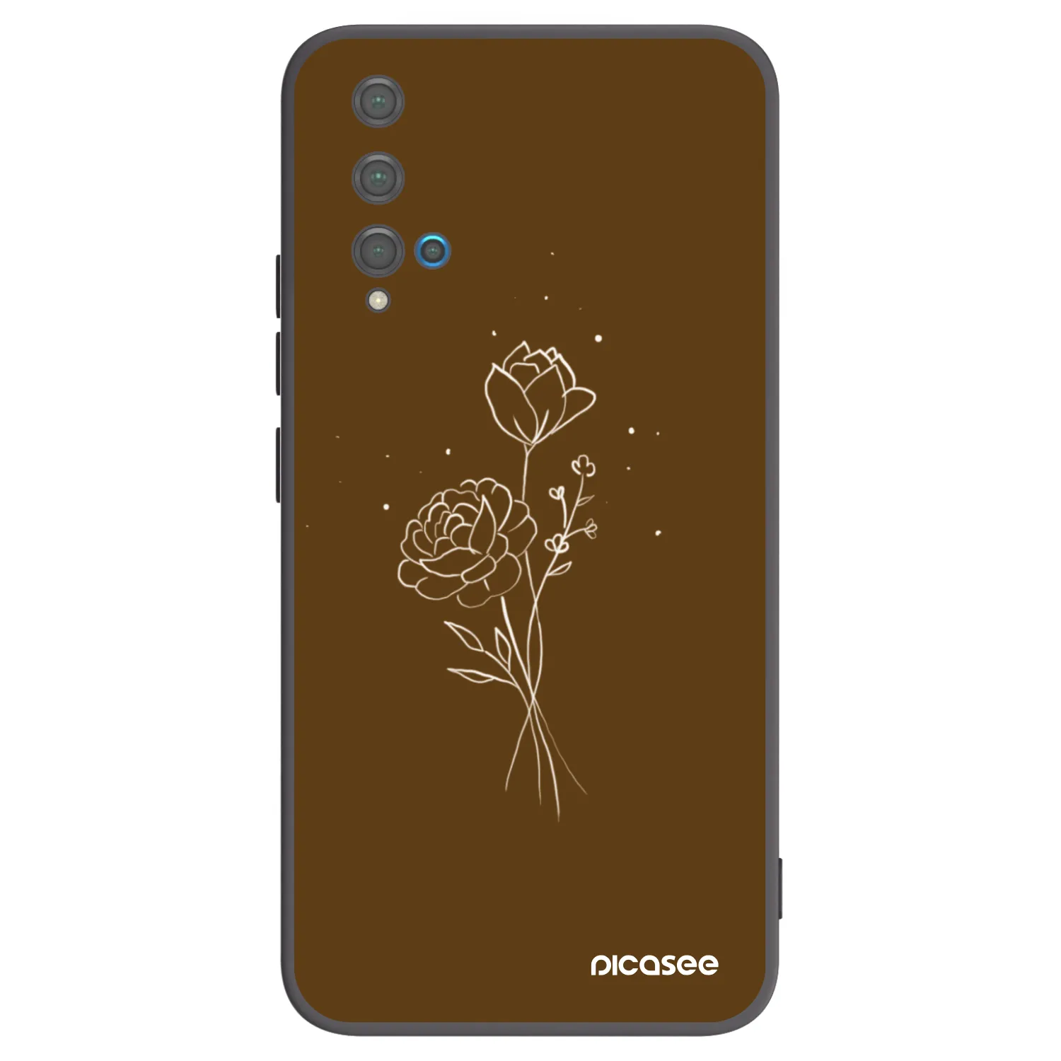 Picasee crna silikonska maskica za Huawei Nova 5T - Brown flowers