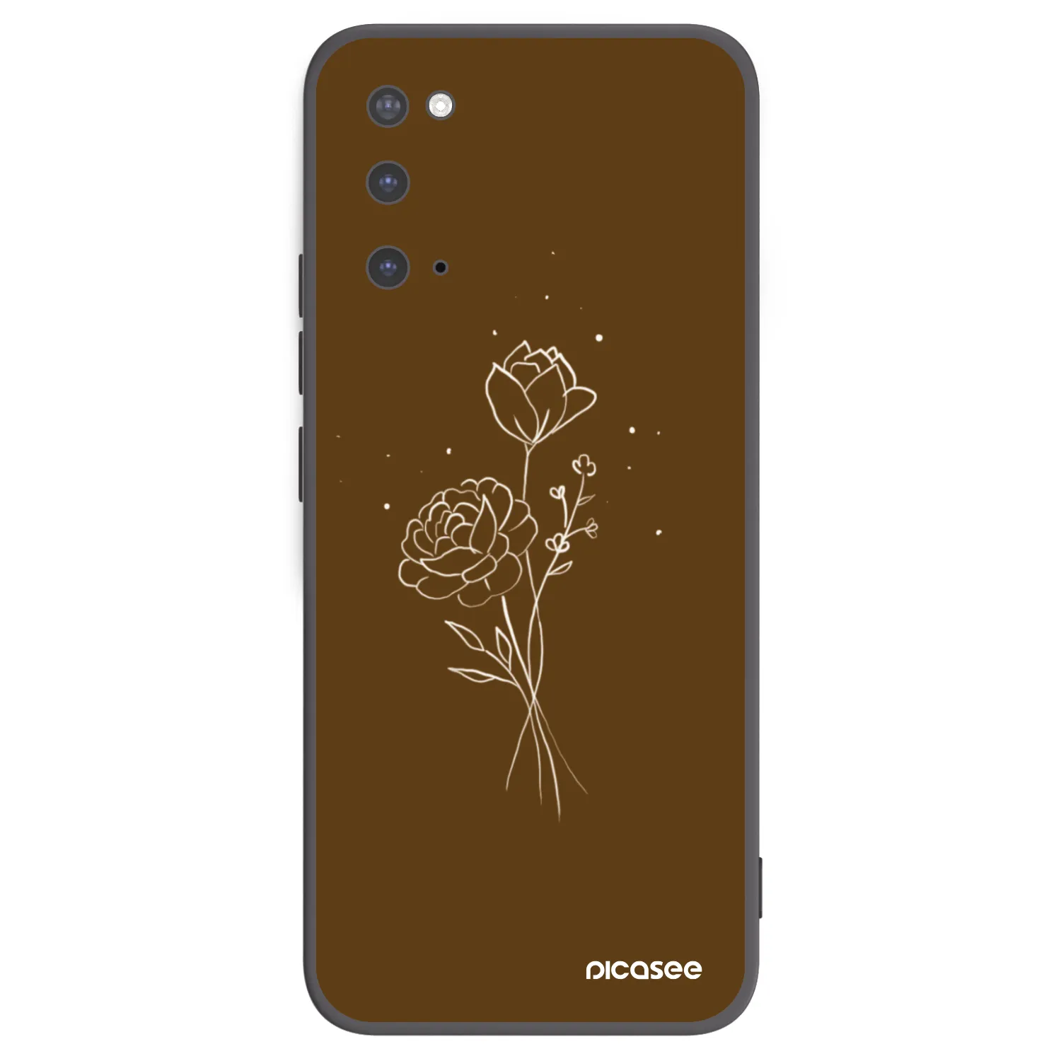 Picasee crna silikonska maskica za Samsung Galaxy S20 G980F - Brown flowers