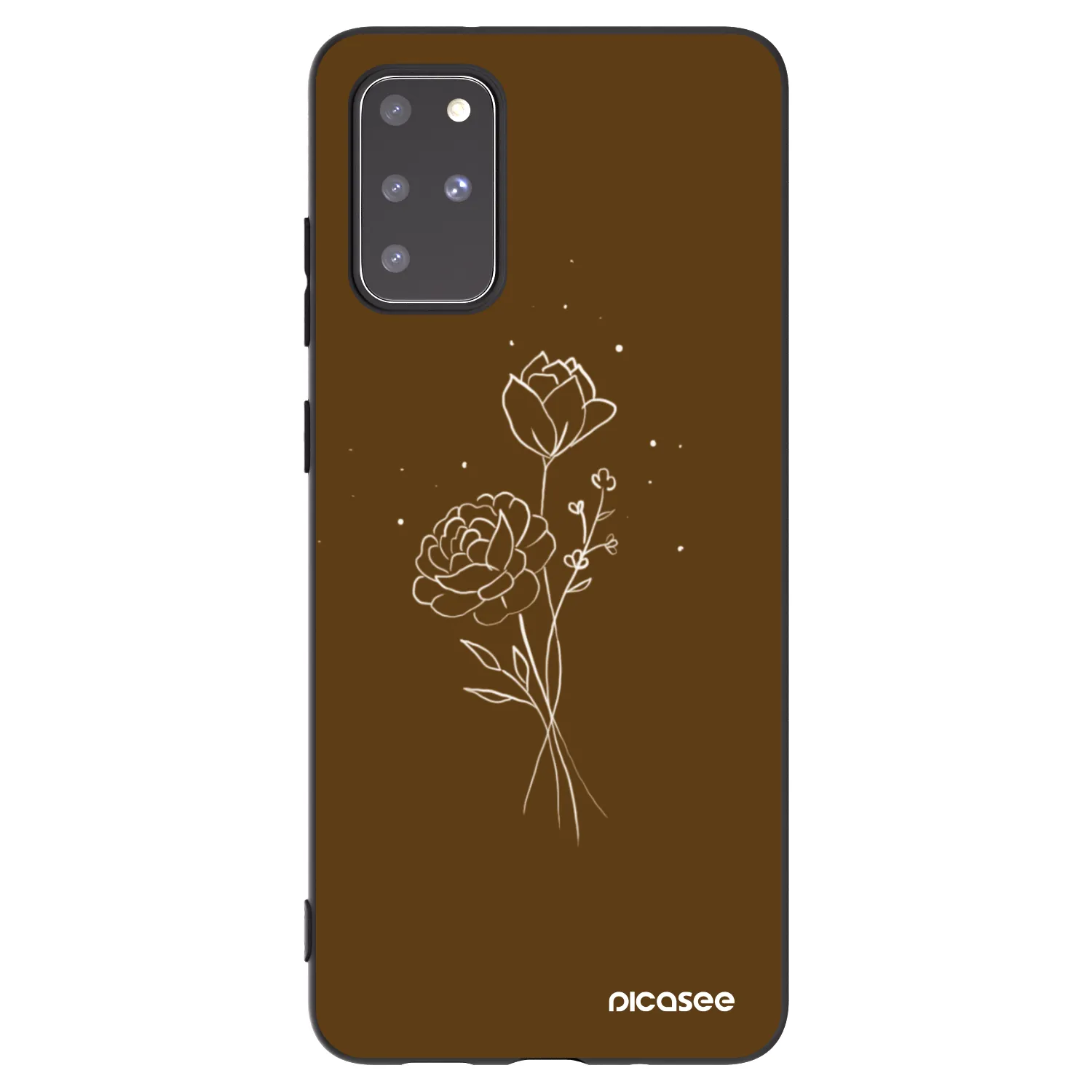 Picasee crna silikonska maskica za Samsung Galaxy S20+ G985F - Brown flowers