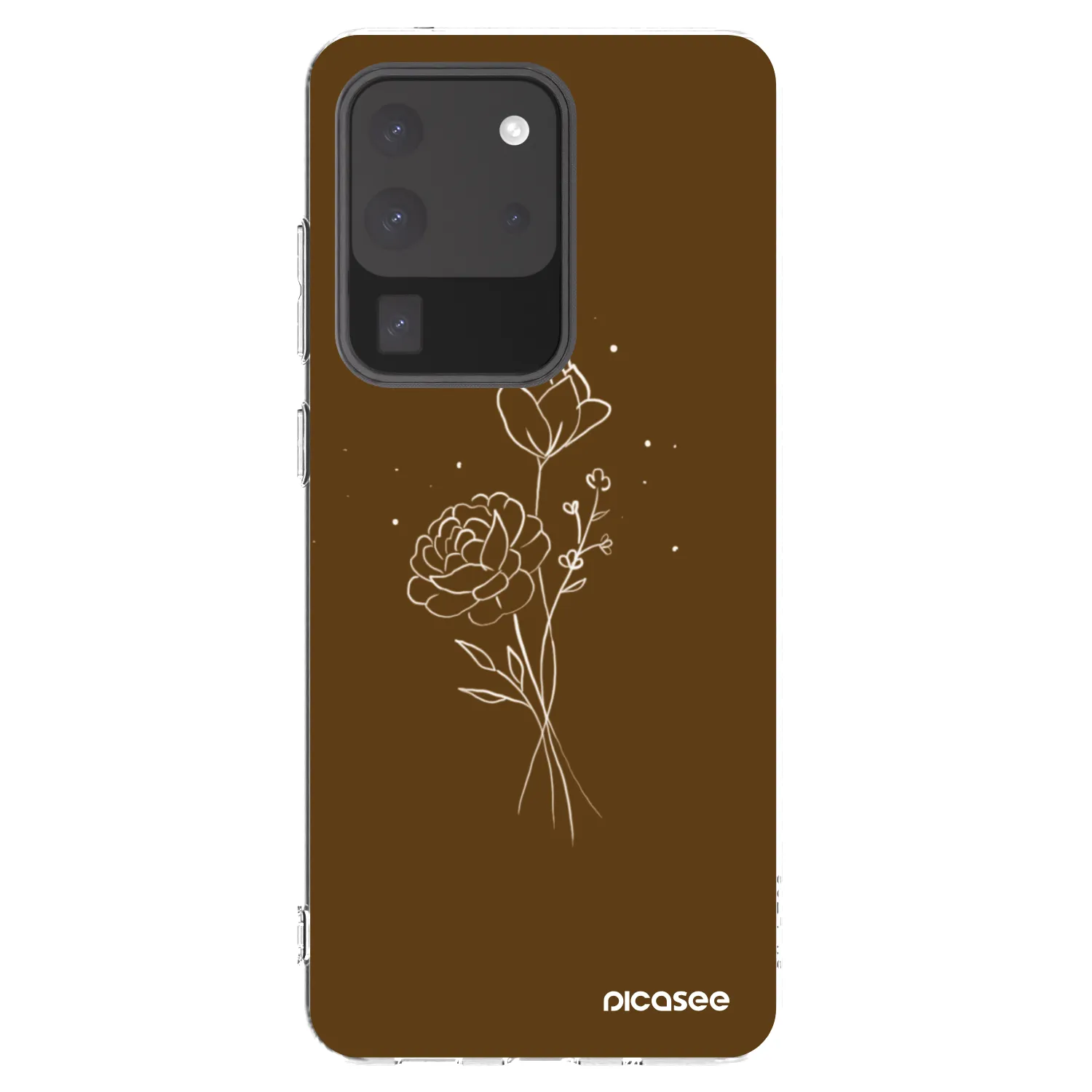 Picasee silikonska prozirna maskica za Samsung Galaxy S20 Ultra 5G G988F - Brown flowers
