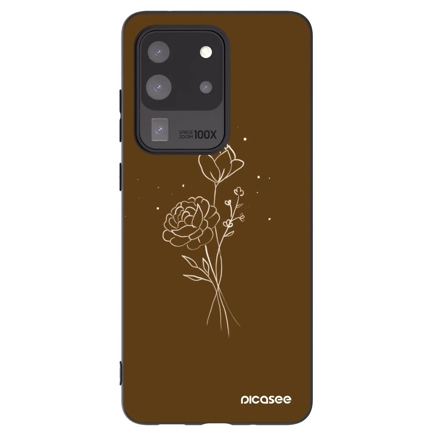 Picasee crna silikonska maskica za Samsung Galaxy S20 Ultra 5G G988F - Brown flowers