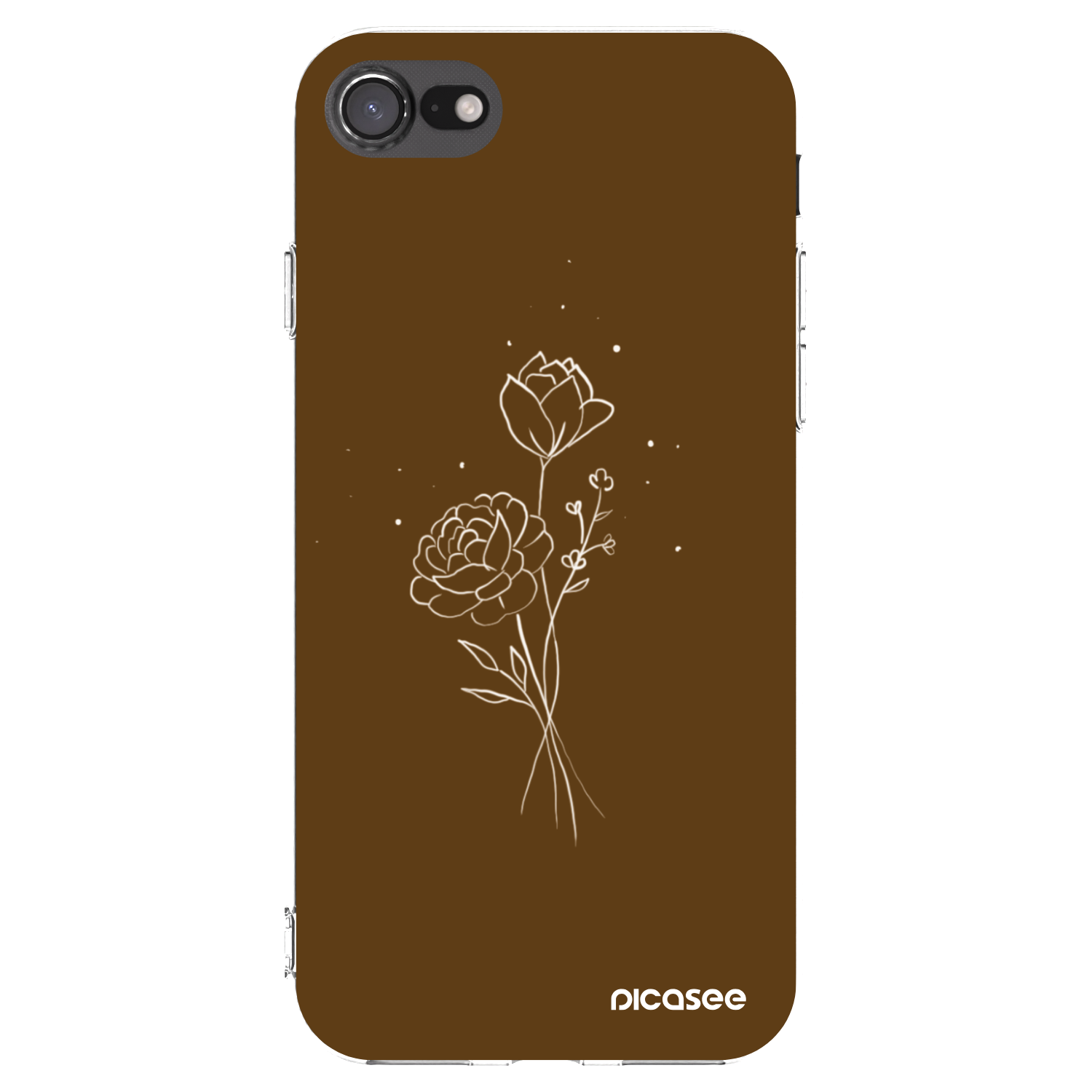Picasee silikonska prozirna maskica za Apple iPhone SE 2020 - Brown flowers