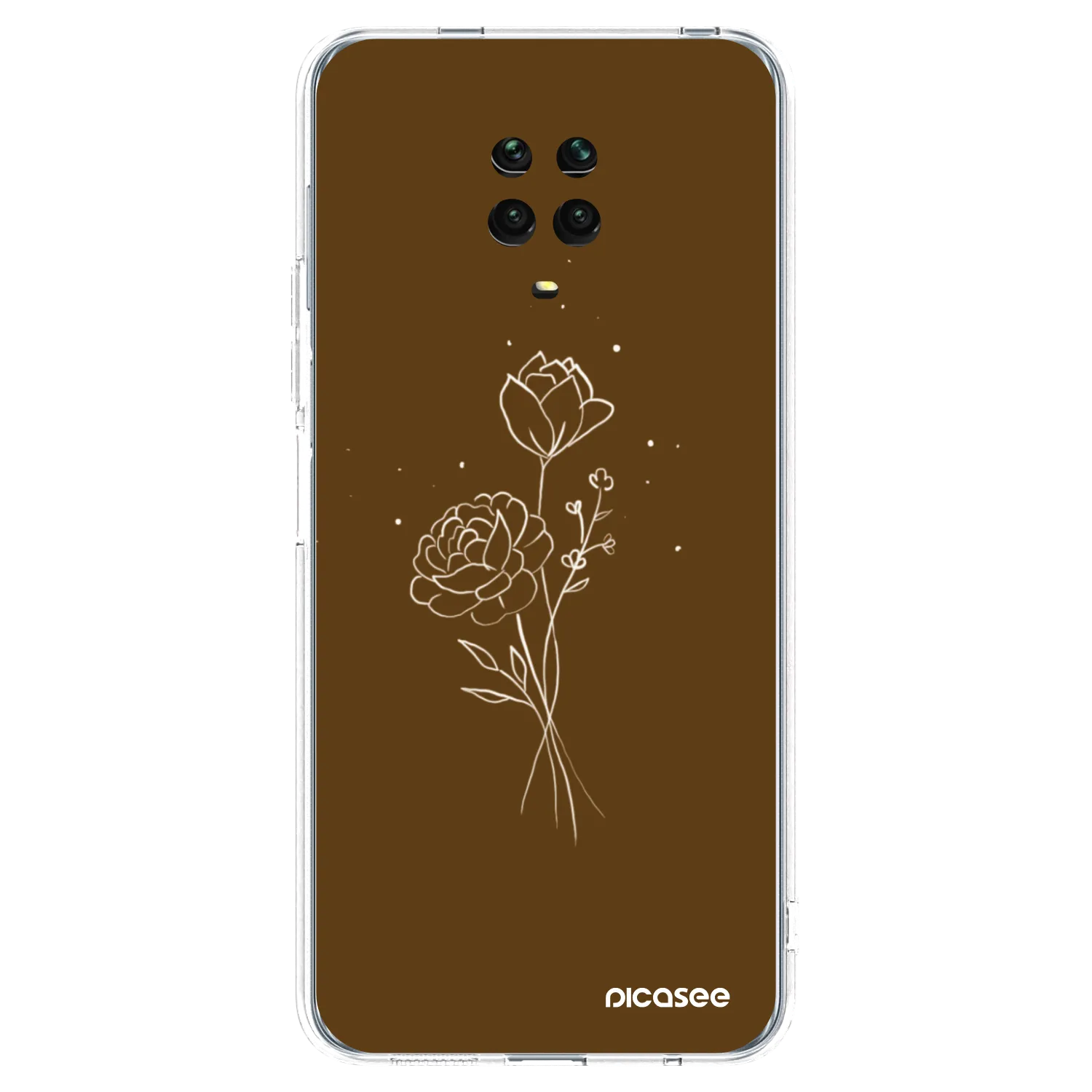 Picasee silikonska prozirna maskica za Xiaomi Redmi Note 9 Pro - Brown flowers