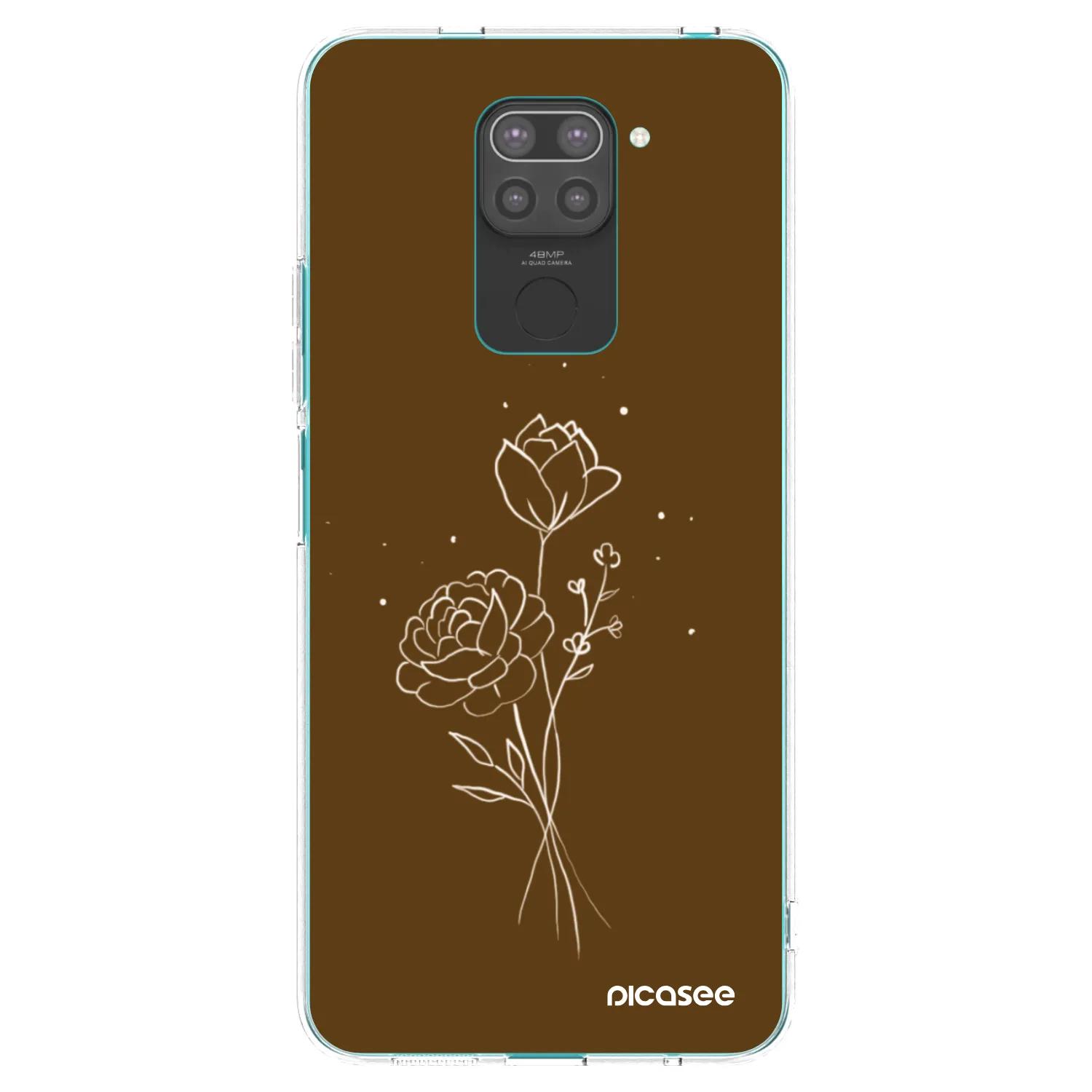 Picasee crna silikonska maskica za Xiaomi Redmi Note 9 - Brown flowers