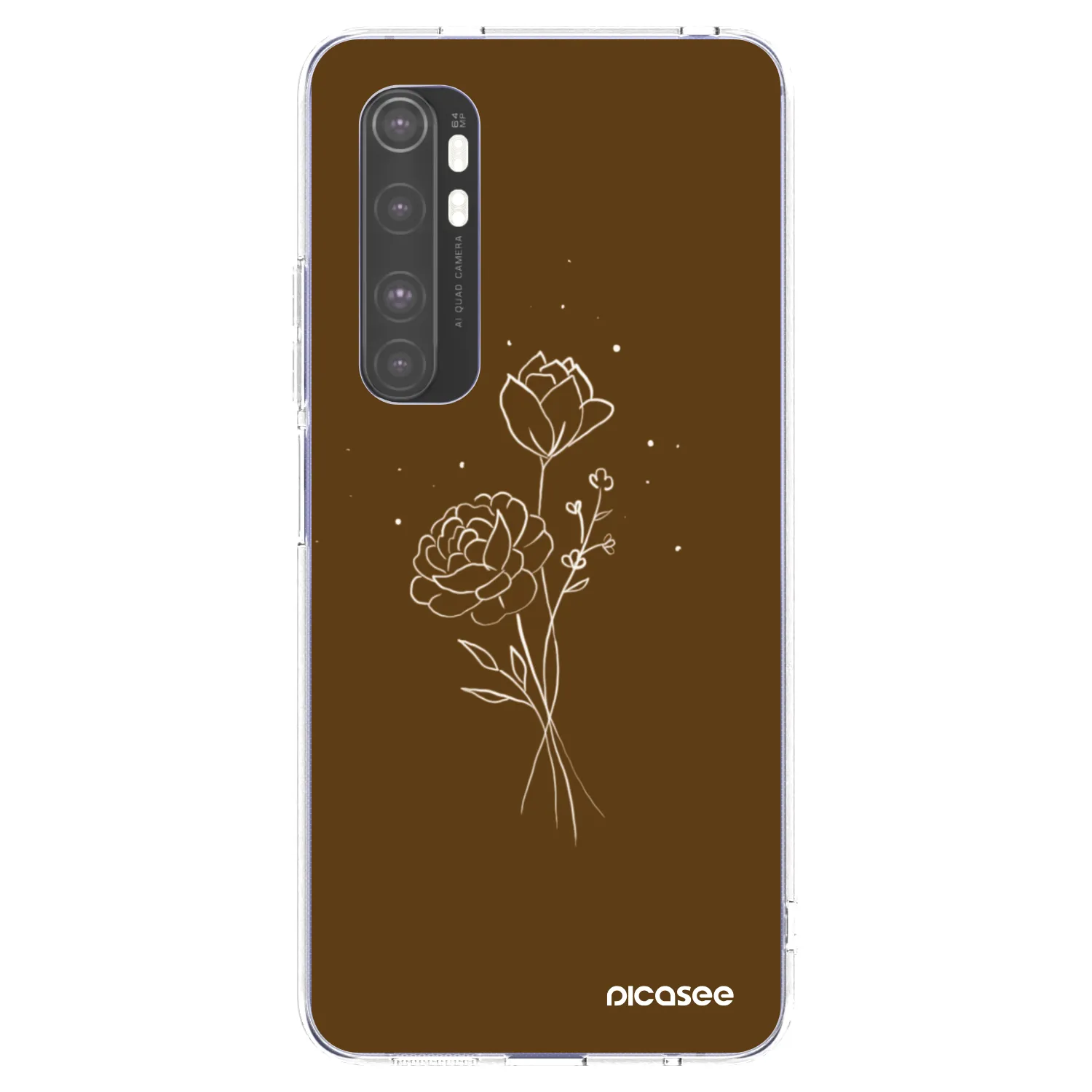 Picasee silikonska prozirna maskica za Xiaomi Mi Note 10 Lite - Brown flowers