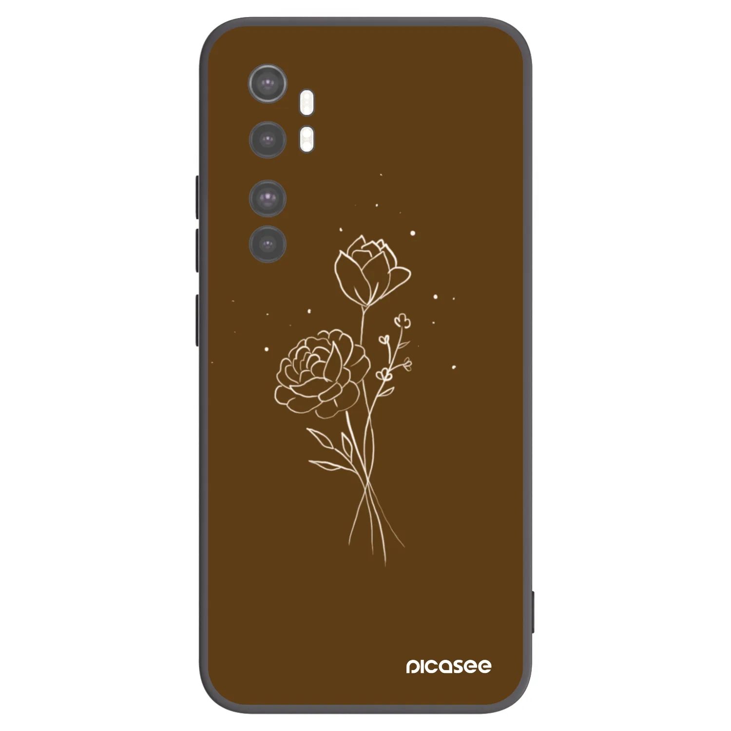 Picasee crna silikonska maskica za Xiaomi Mi Note 10 Lite - Brown flowers