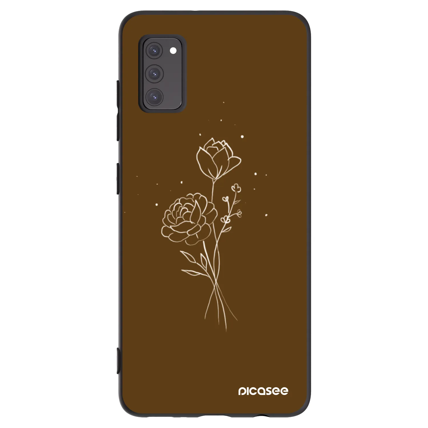 Picasee crna silikonska maskica za Samsung Galaxy A41 A415F - Brown flowers