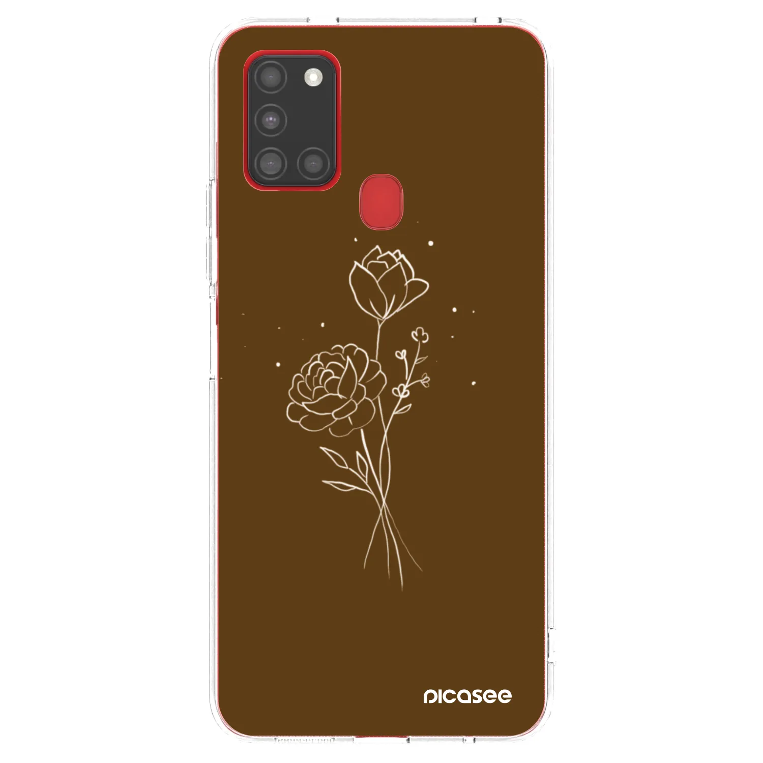 Picasee silikonska prozirna maskica za Samsung Galaxy A21s - Brown flowers