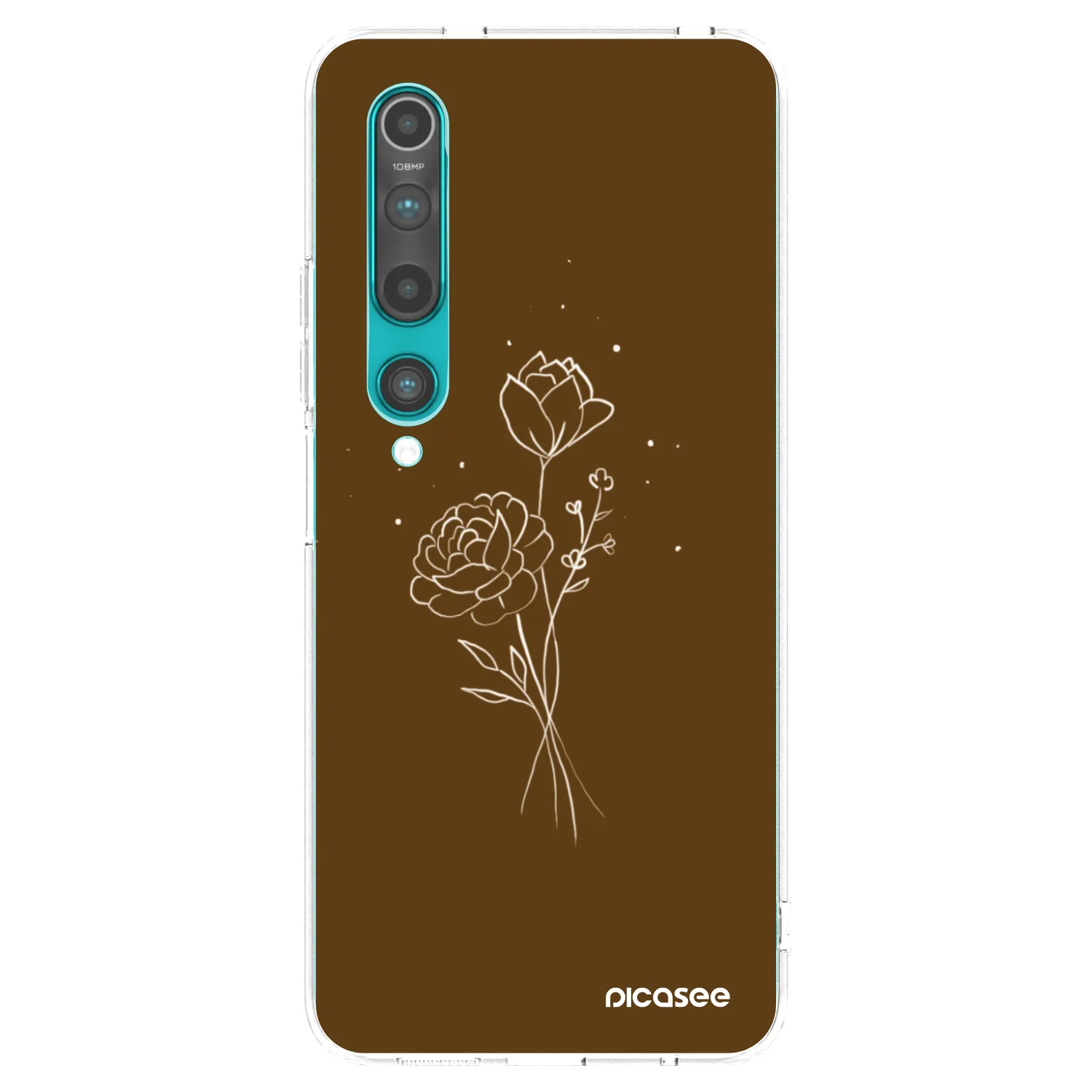 Picasee silikonska prozirna maskica za Xiaomi Mi 10 - Brown flowers