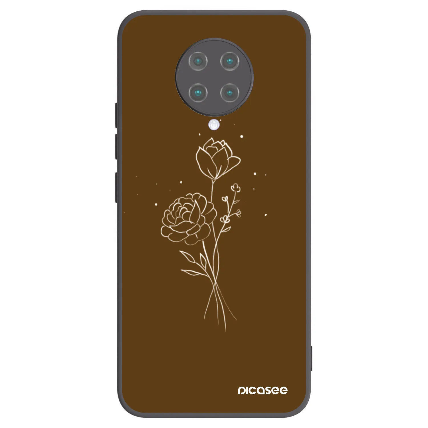 Picasee crna silikonska maskica za Xiaomi Poco F2 Pro - Brown flowers