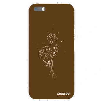 Picasee silikonska prozirna maskica za Apple iPhone 5/5S/SE - Brown flowers