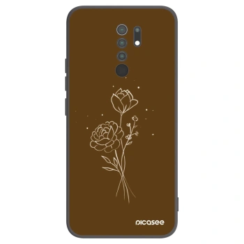 Picasee crna silikonska maskica za Xiaomi Redmi 9 - Brown flowers