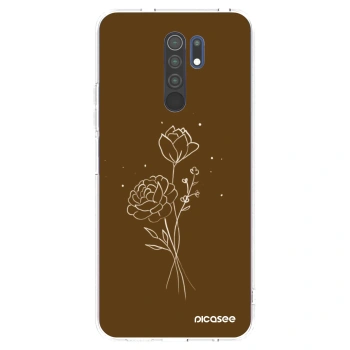 Picasee silikonska prozirna maskica za Xiaomi Redmi 9 - Brown flowers